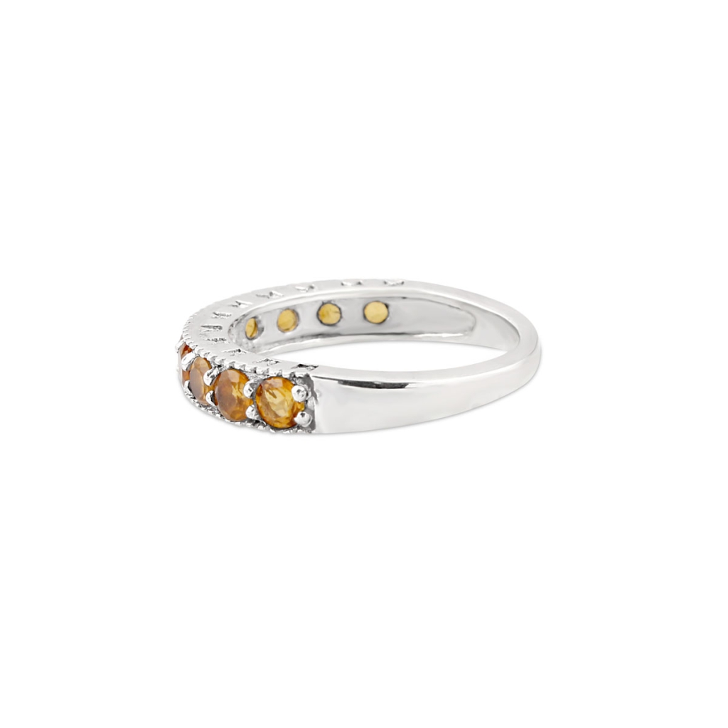 Natural Citrine Birthstone Sterling Silver Band Ring