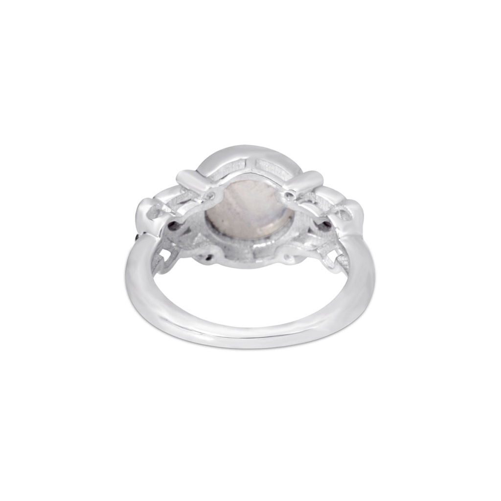 Natural Rainbow Moonstone Multi Birthstone Sterling Silver Ring