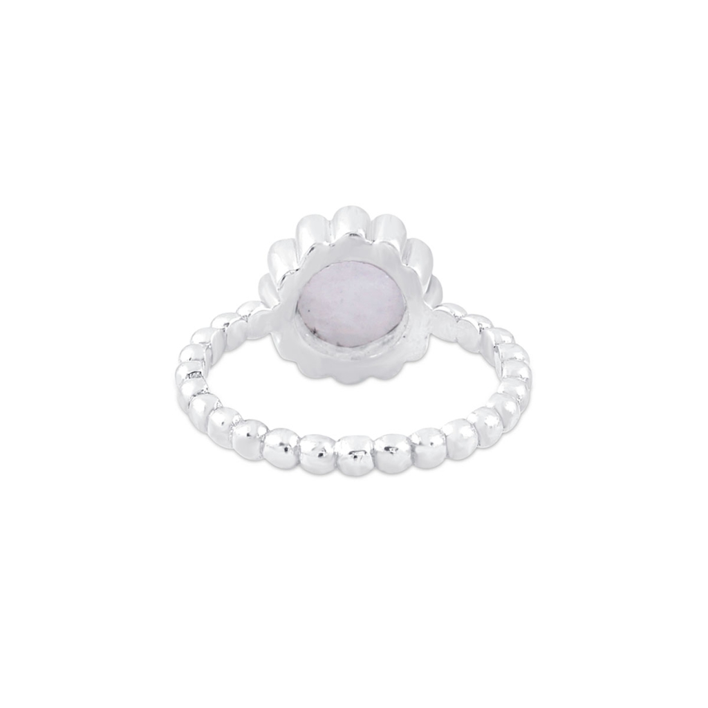 Natural Rainbow Moonstone Boho Sterling Silver Ring