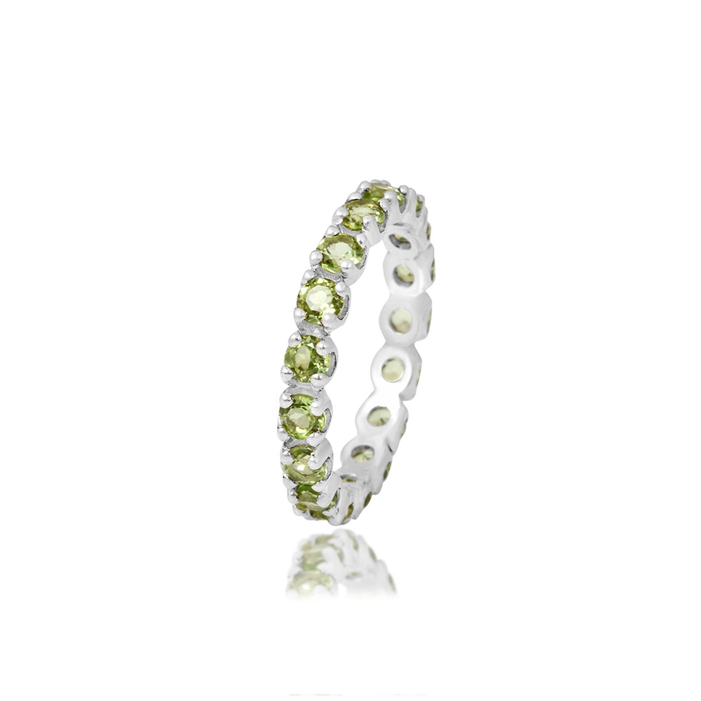 Natural Peridot Full Eternity Sterling Silver Band Ring