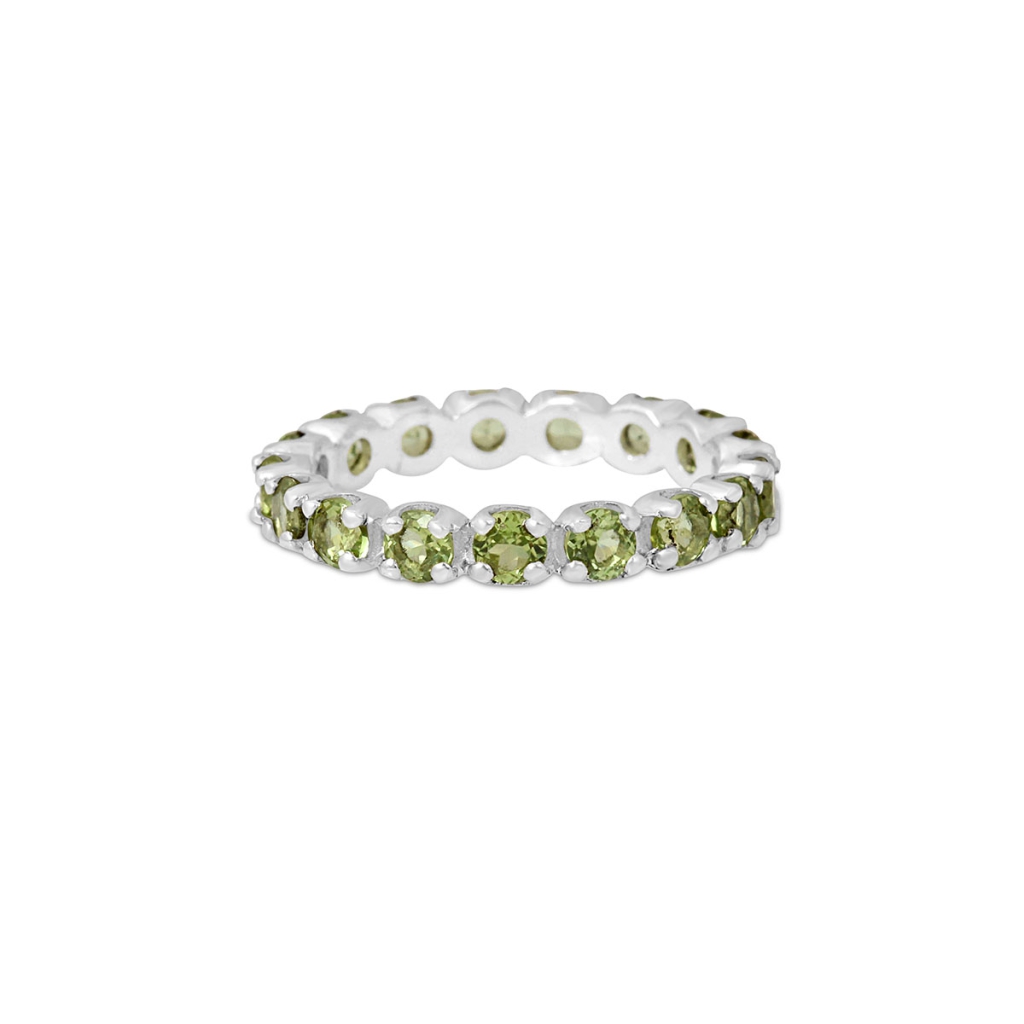 Natural Peridot Full Eternity Sterling Silver Band Ring