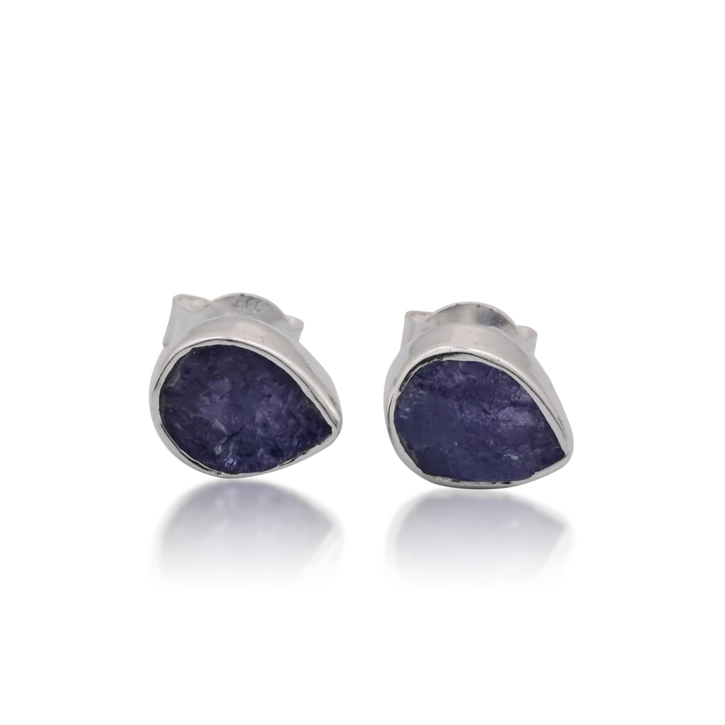 Natural Tanzanite Birthstone Sterling Silver Pear Studs Earrings