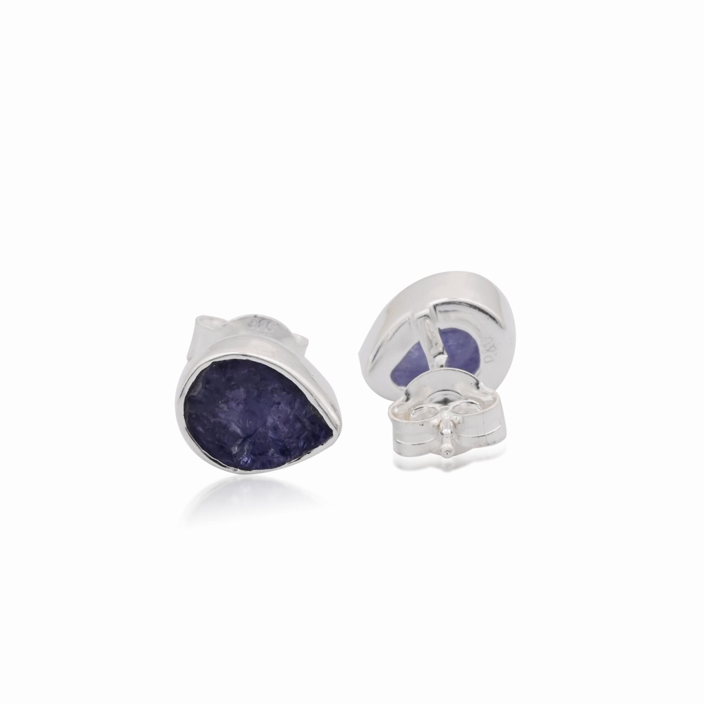 Natural Tanzanite Birthstone Sterling Silver Pear Studs Earrings