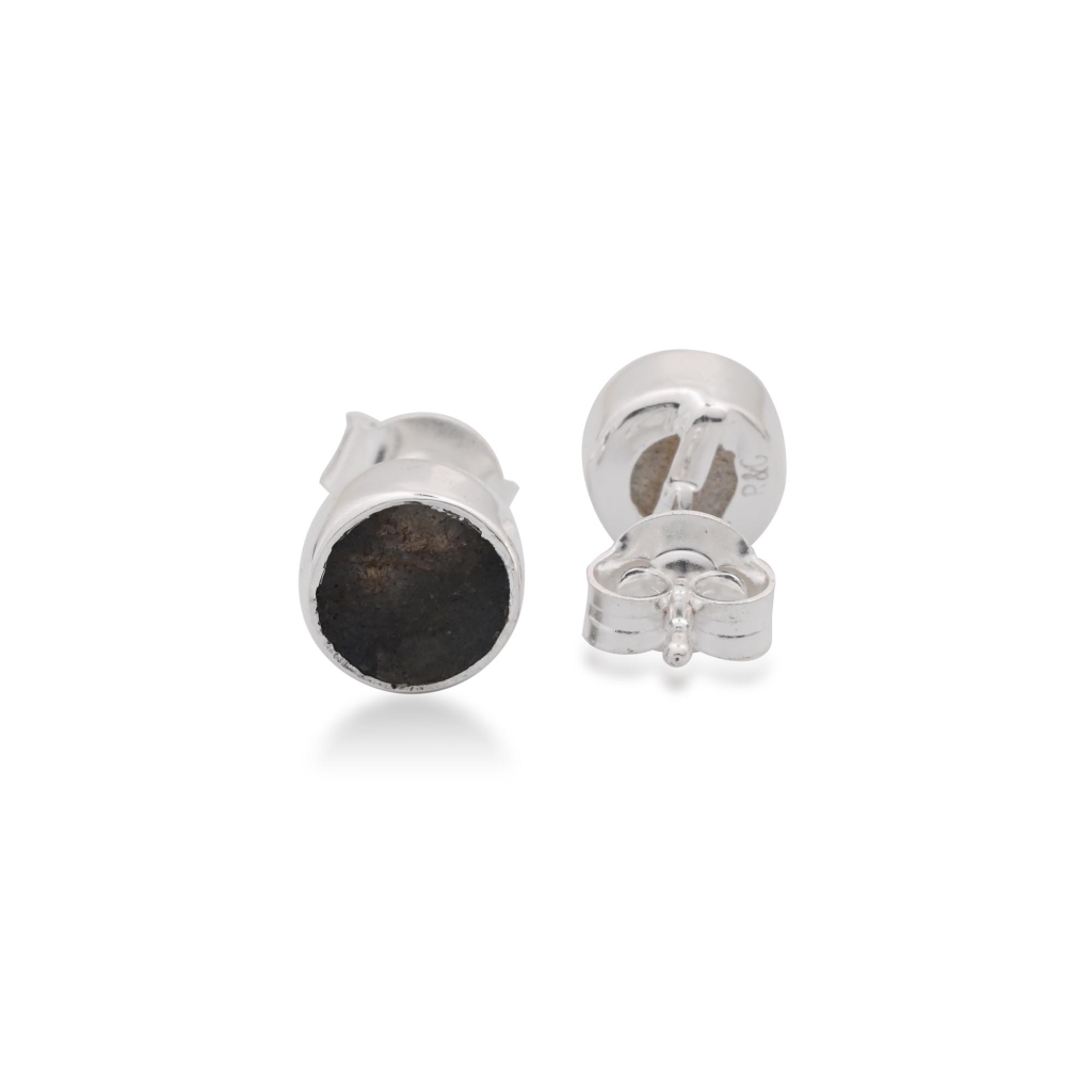 Labradorite Birthstone Sterling Silver Round Studs Earrings