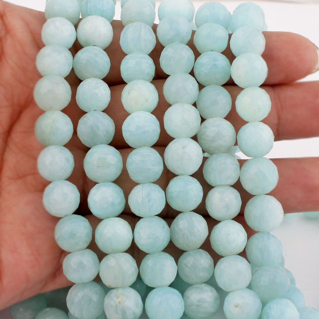 High Quality Amazonite Faceted Balls Shape Gemstone Beads