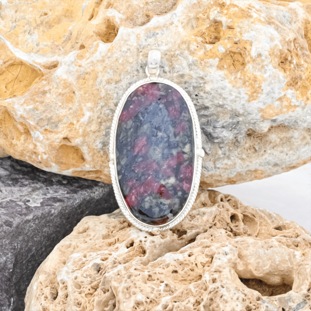 Natural Eudialyte Jasper Sterling Silver Pendant Necklace