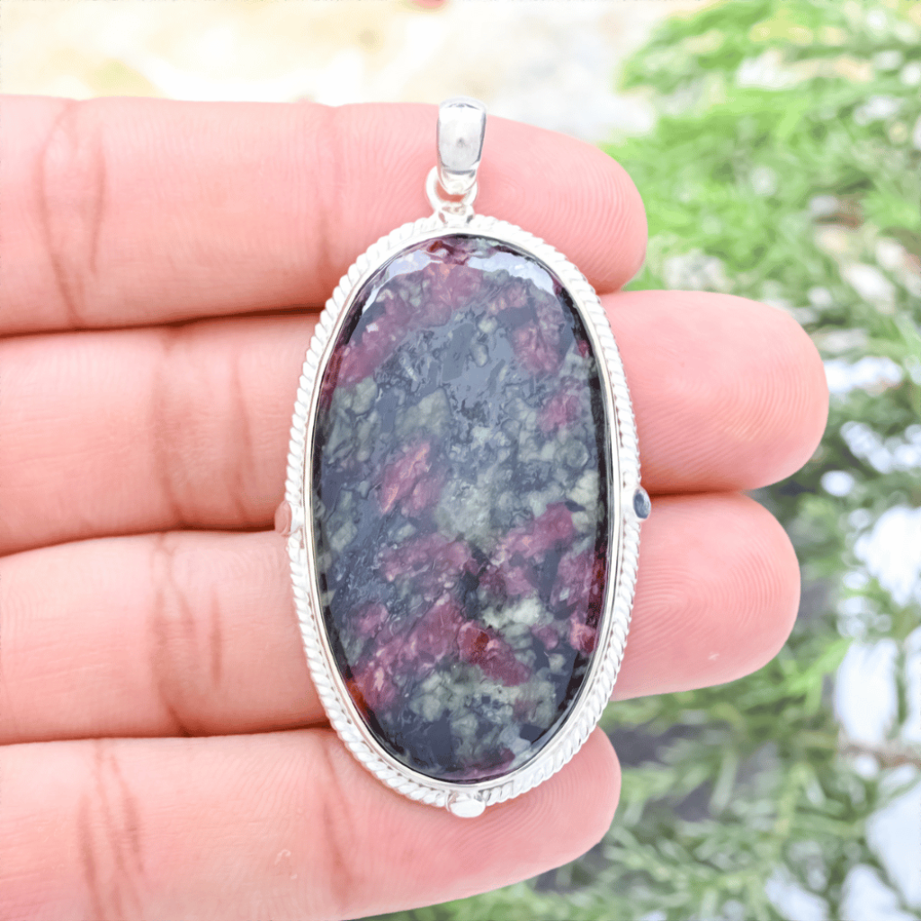 Natural Eudialyte Jasper Sterling Silver Pendant Necklace