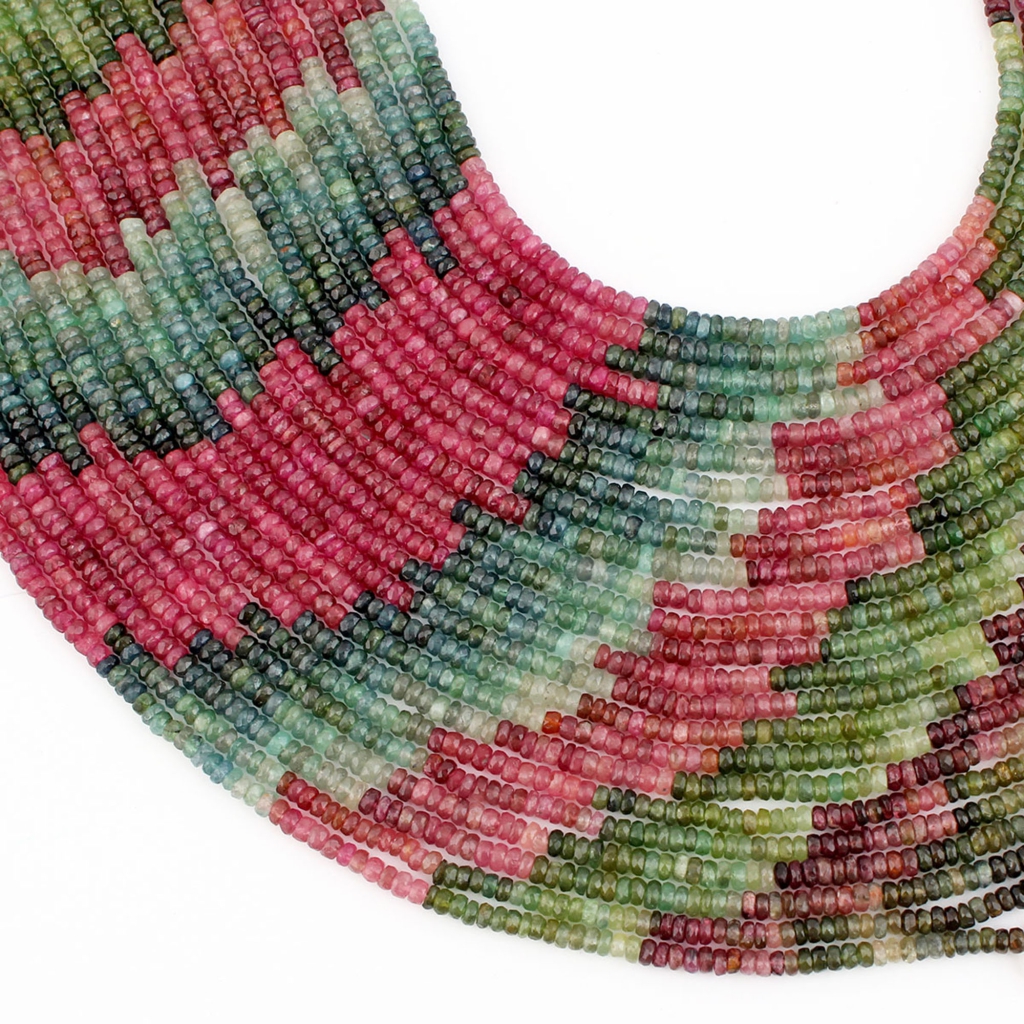 4mm Round Multi Tourmaline Gemstone Beads For Jewelry