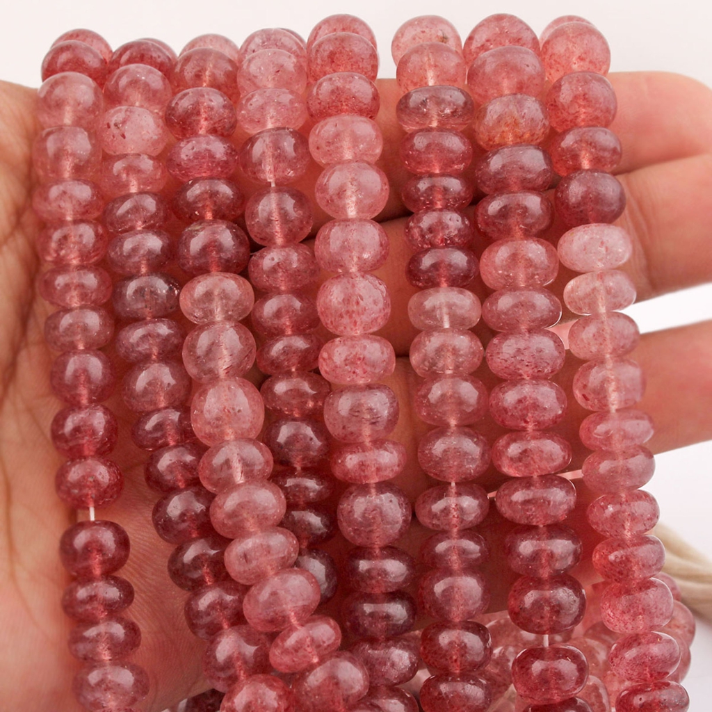 Strawberry Quartz Smooth Gemstone 11-12mm Round Beads