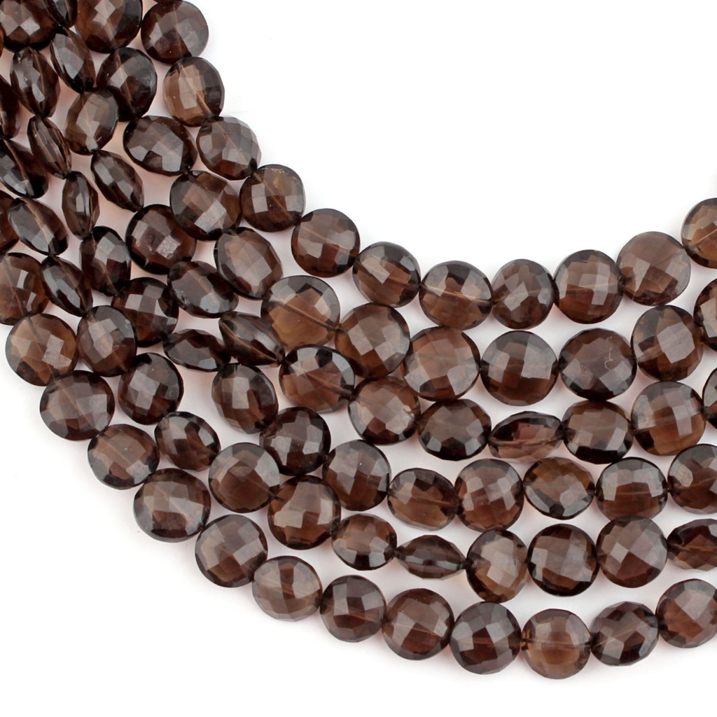 Natural Smoky Quartz 10mm Round Faceted Handmade Beads