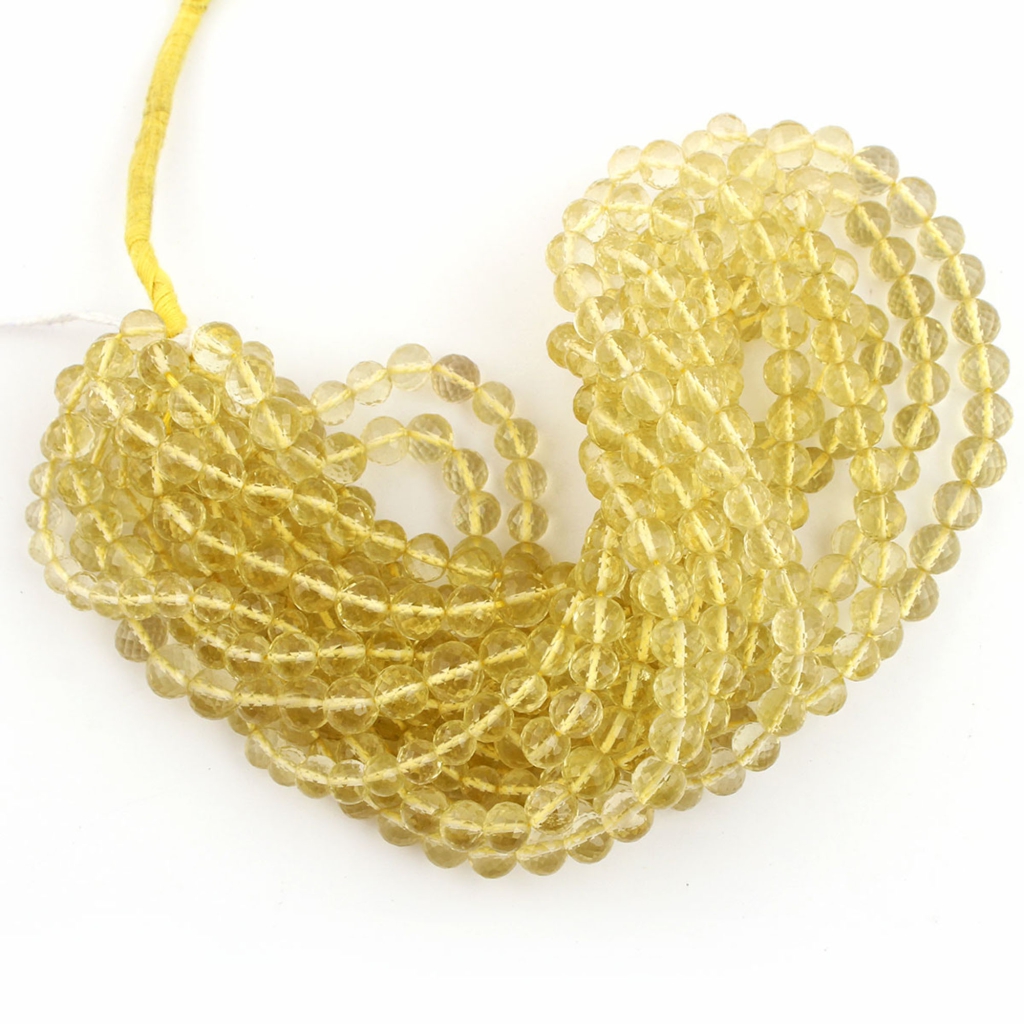 High Quality Faceted Lemon Quartz Balls Shape Beads For Jewelry
