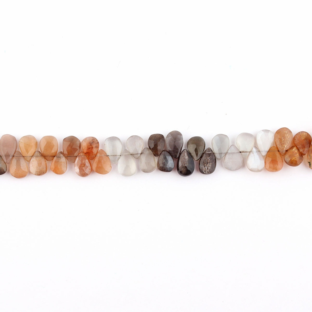 Natural Multi Moonstone Pear Faceted Gemstone Beads For Jewelry