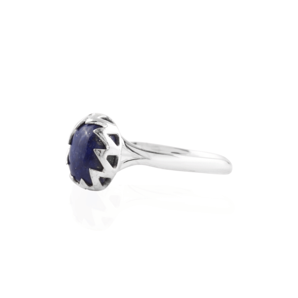 Blue Lapis Lazuli Oval ZigZag Designer Sterling Silver Ring