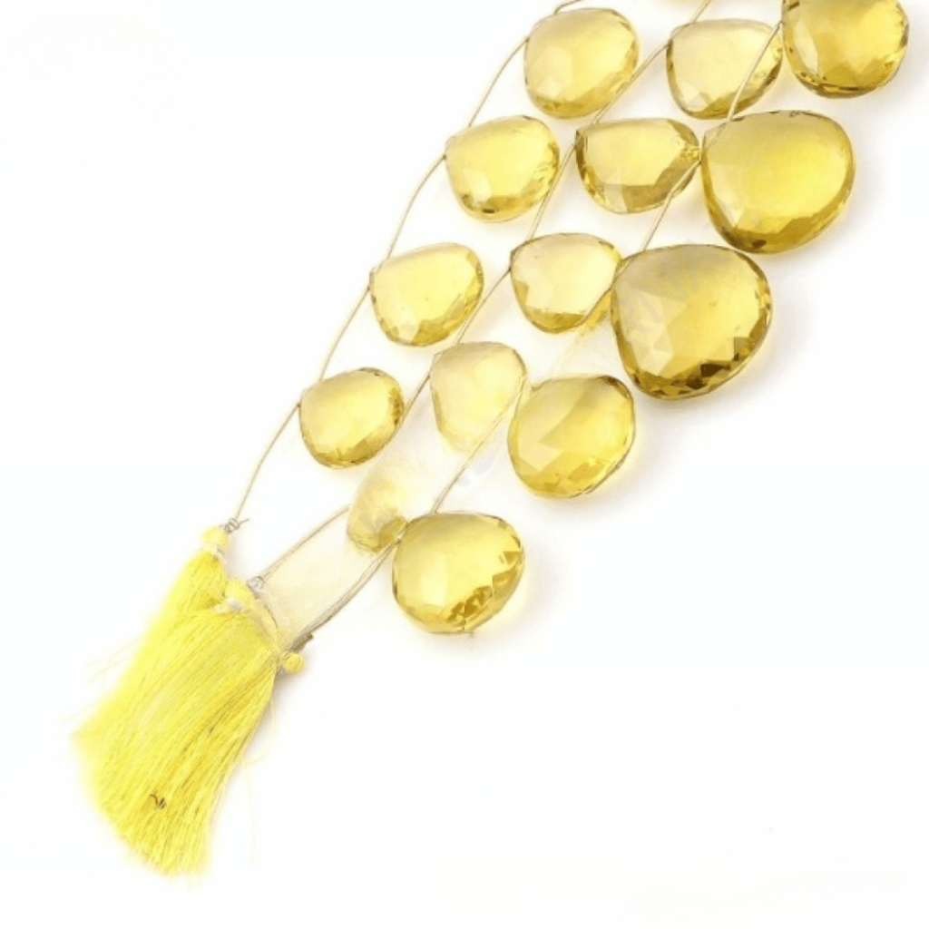 Lemon Quartz Pear Shape Gemstone Beads 21-40mm Approx 5 Strand