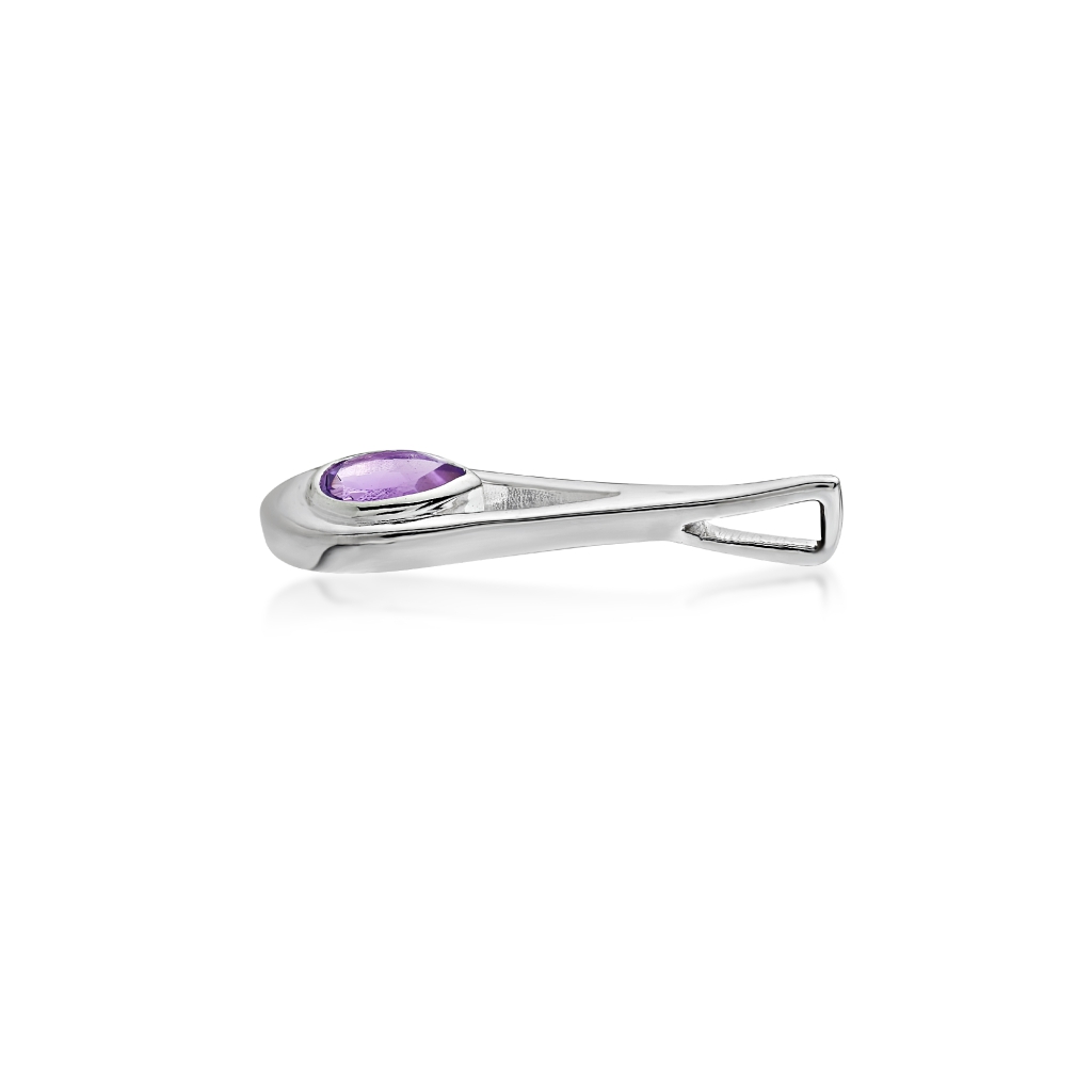 Natural Amethyst February Birthstone Sterling Silver Pendant Necklace