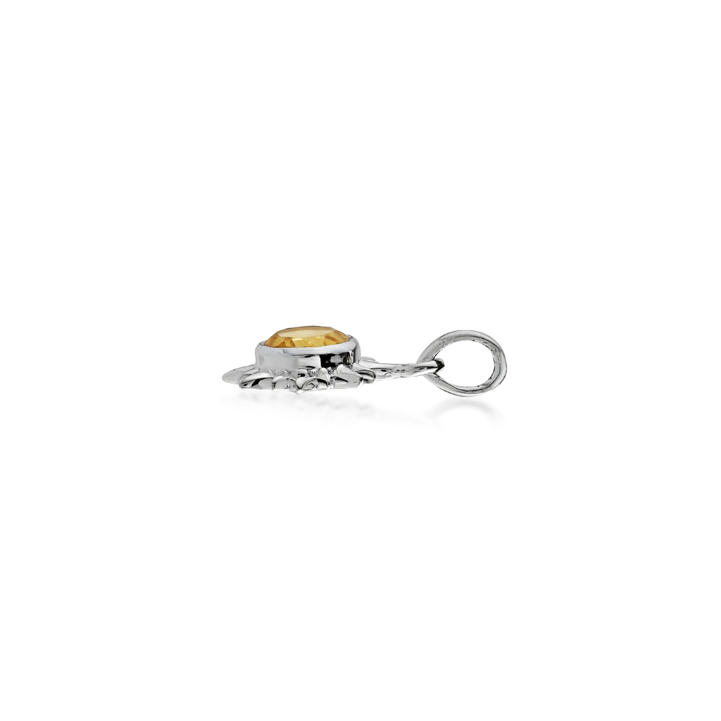 925 Sterling Silver Citrine November Birthstone Sunburst Pendant Necklace