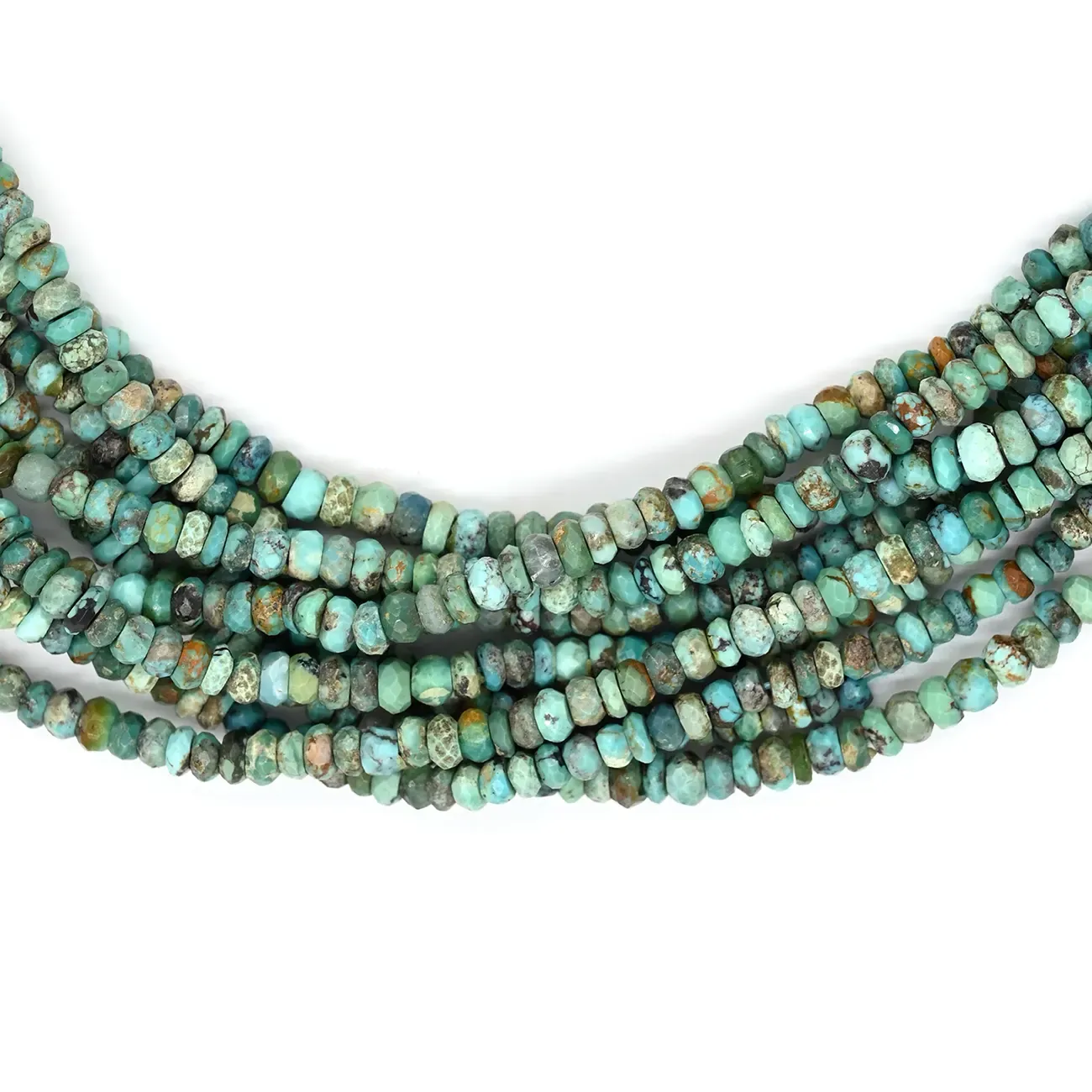 American Turquoise 4mm Faceted Rondelle Beads 13 Inch Strand - alternate view