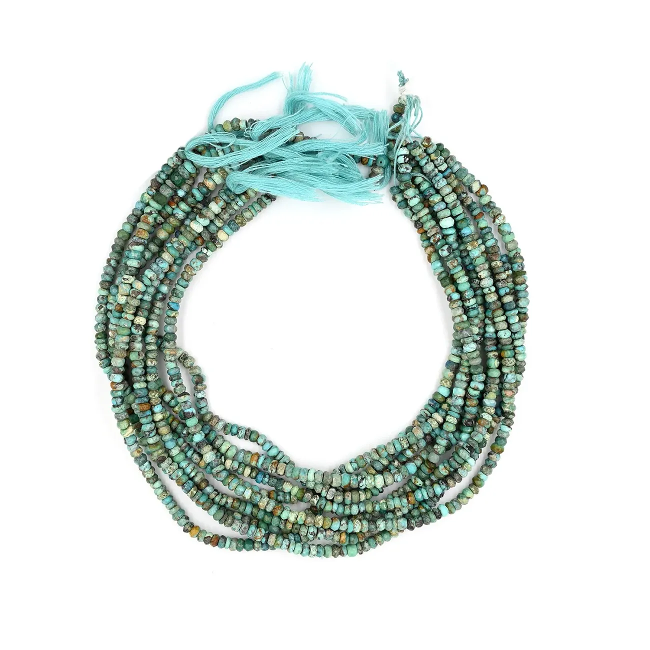 American Turquoise 4mm Faceted Rondelle Beads 13 Inch Strand