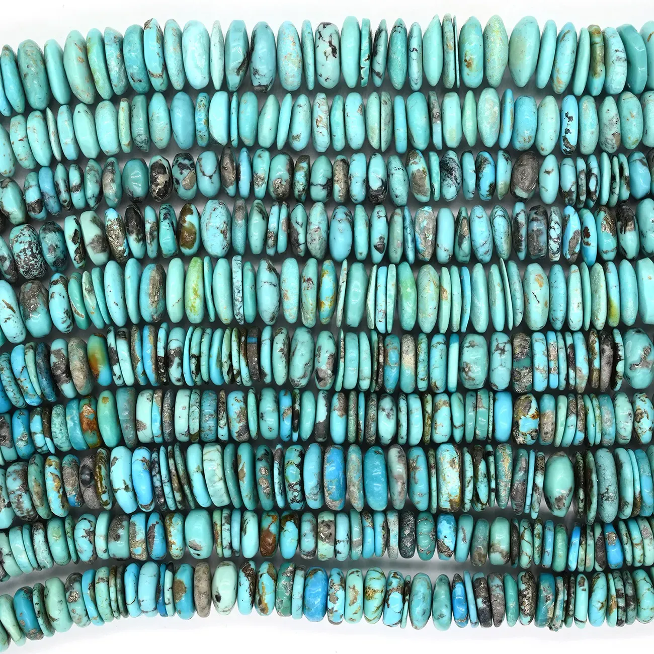 American Turquoise Round Plain Tyre Beads 20-Inch Strand (11–22 MM Assorted) - alternate view