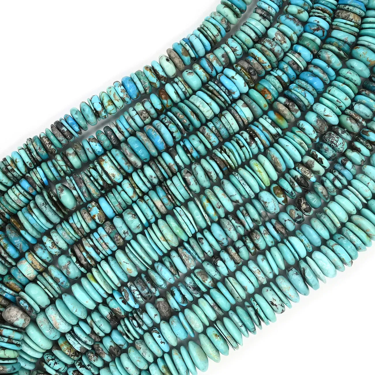 American Turquoise Round Plain Tyre Gemstone Beads Strand, 11–22 MM, 20 Inch