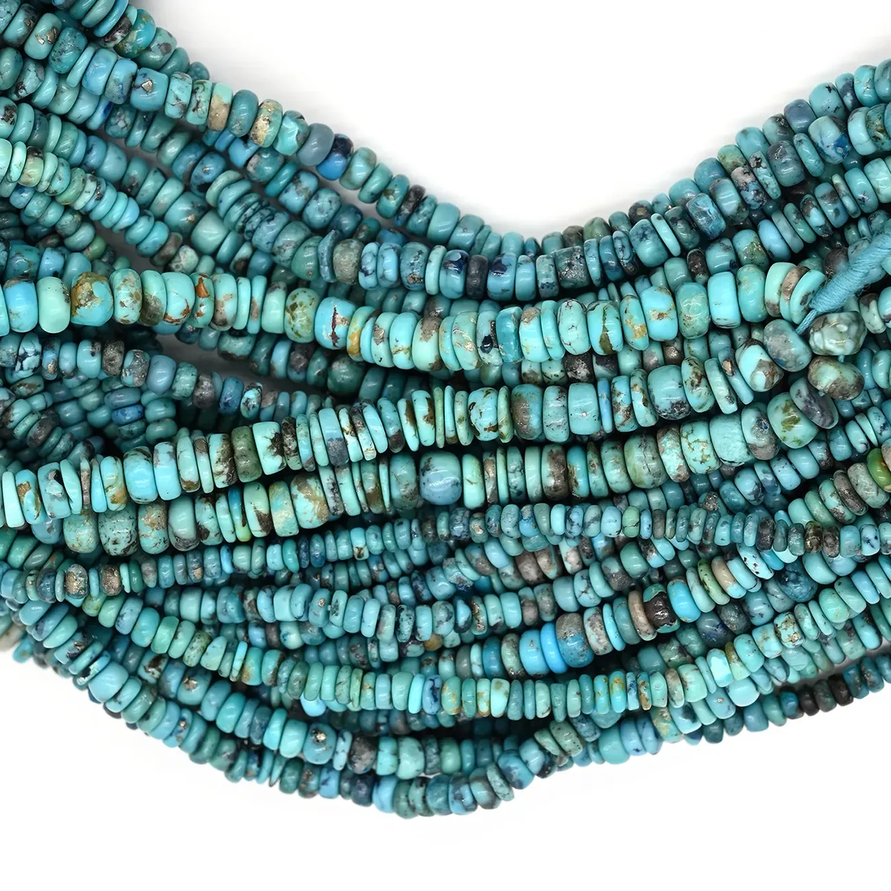 American Turquoise Plain Tyre Rondelle Beads 19-Inch Strand (4–8 MM Assorted) - alternate view