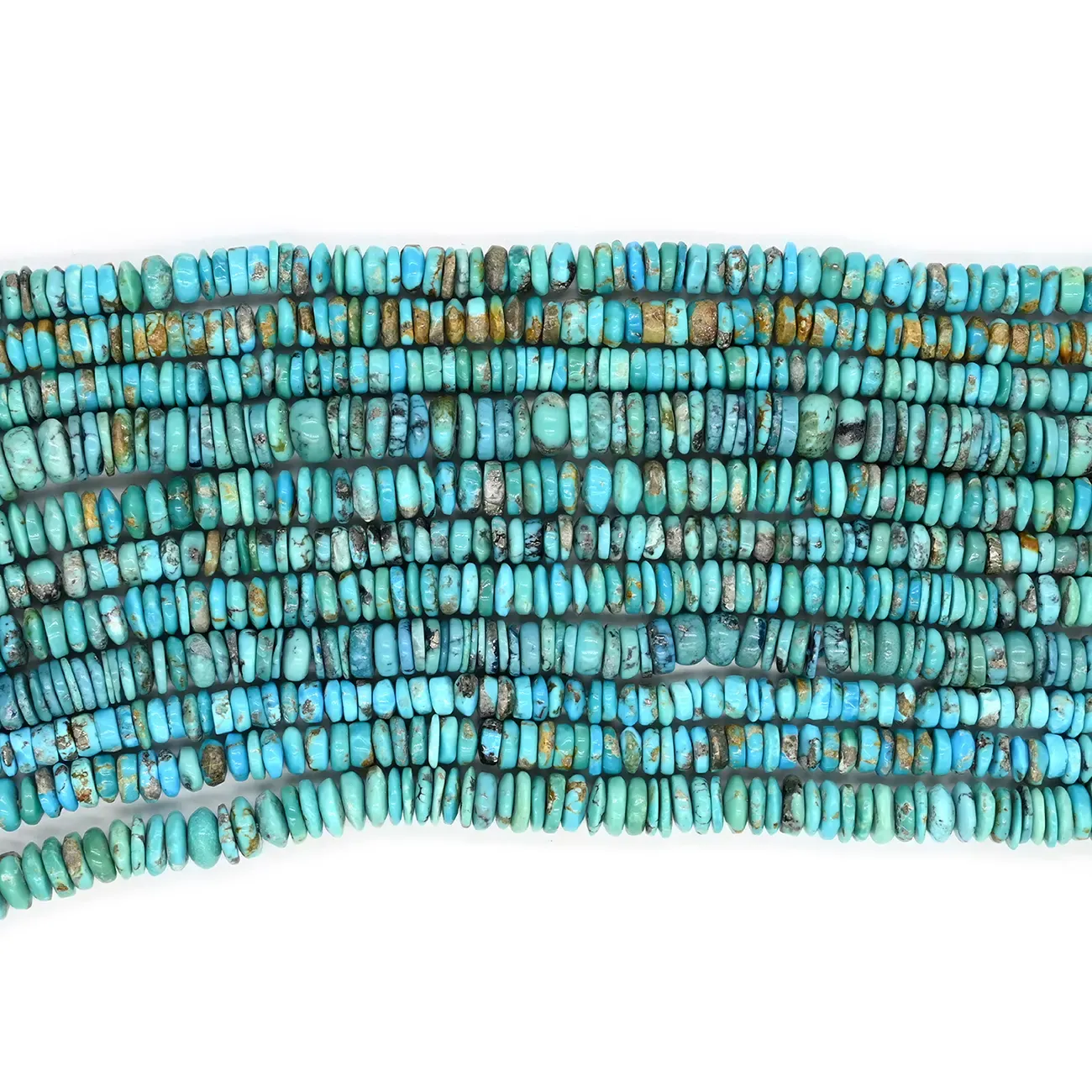 American Turquoise Plain Tyre Rondelle Beads Strand, 6–10 MM, 19 Inch