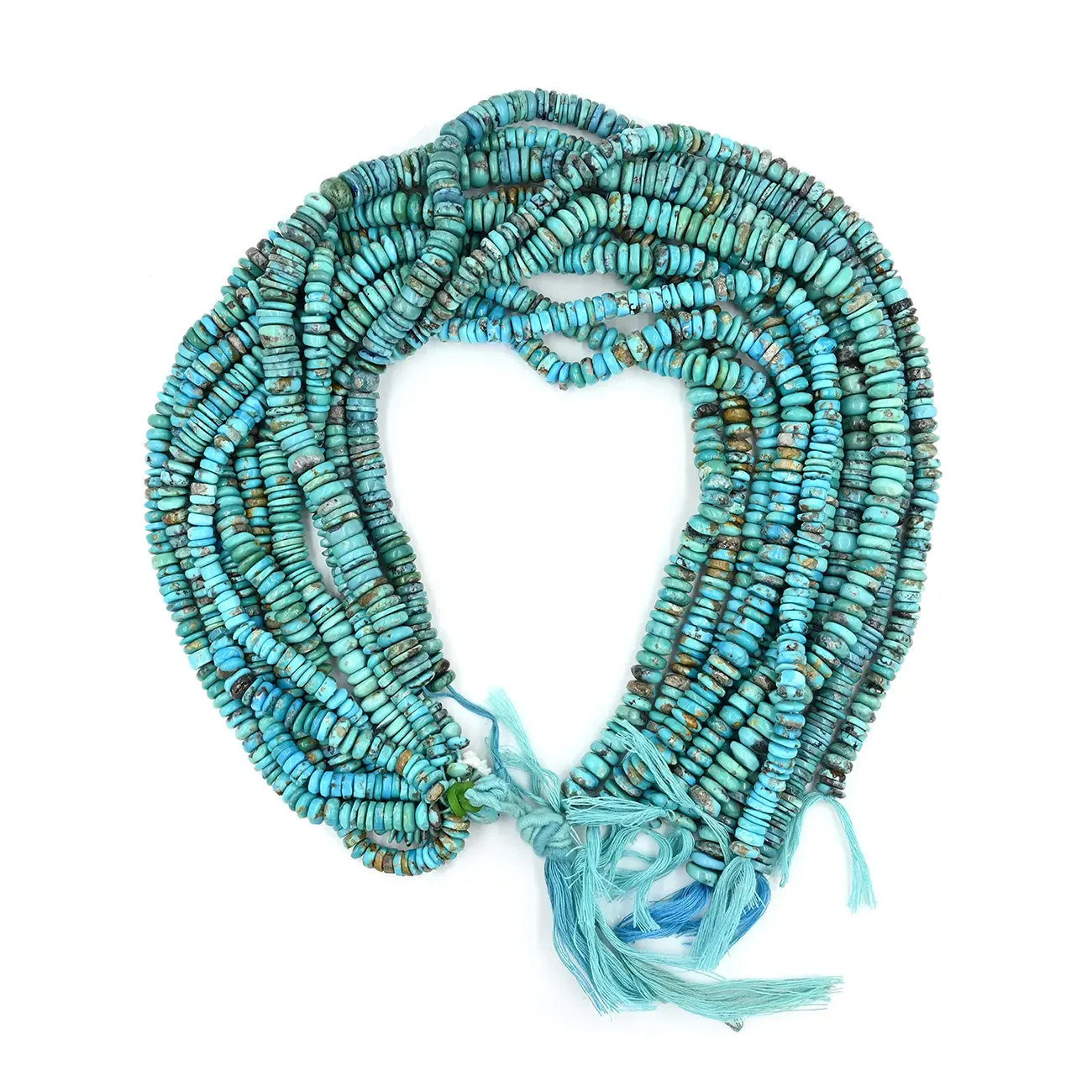 American Turquoise Plain Tyre Rondelle Beads 19-Inch Strand (6–10 MM Assorted) - alternate view