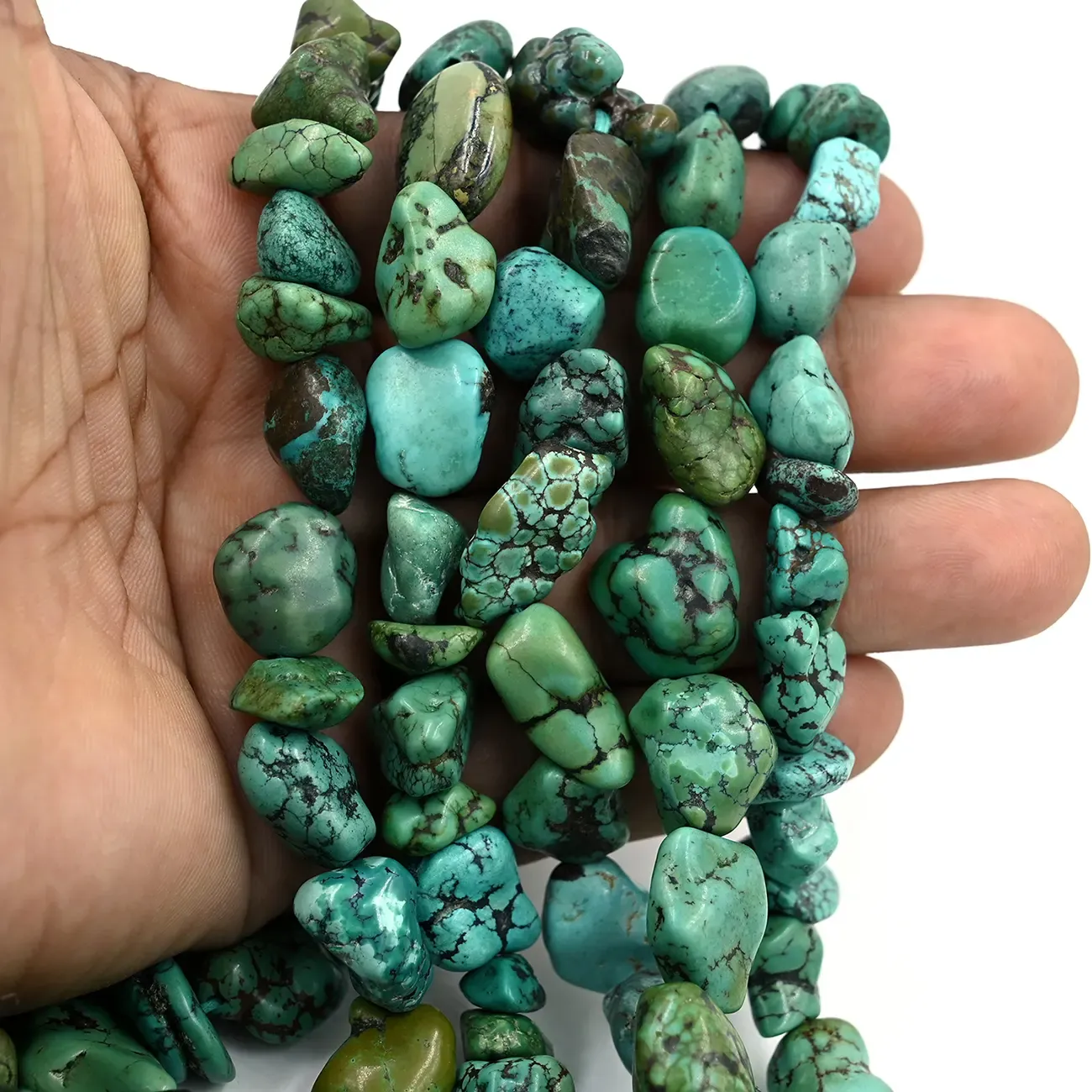 Tibetan Turquoise Plain Tumble Nugget Beads Strand, 20-Inch, Free Size