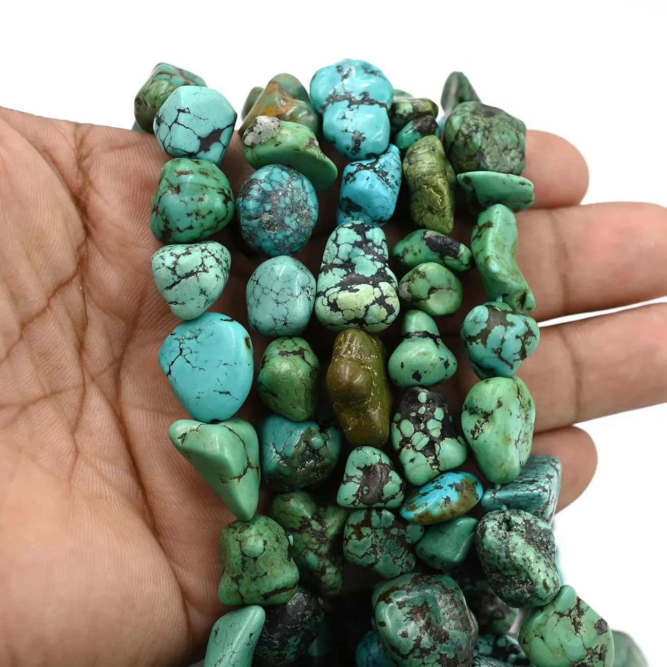 Tibetan Turquoise Plain Tumble Nugget Beads Strand, 20-Inch, Free Size