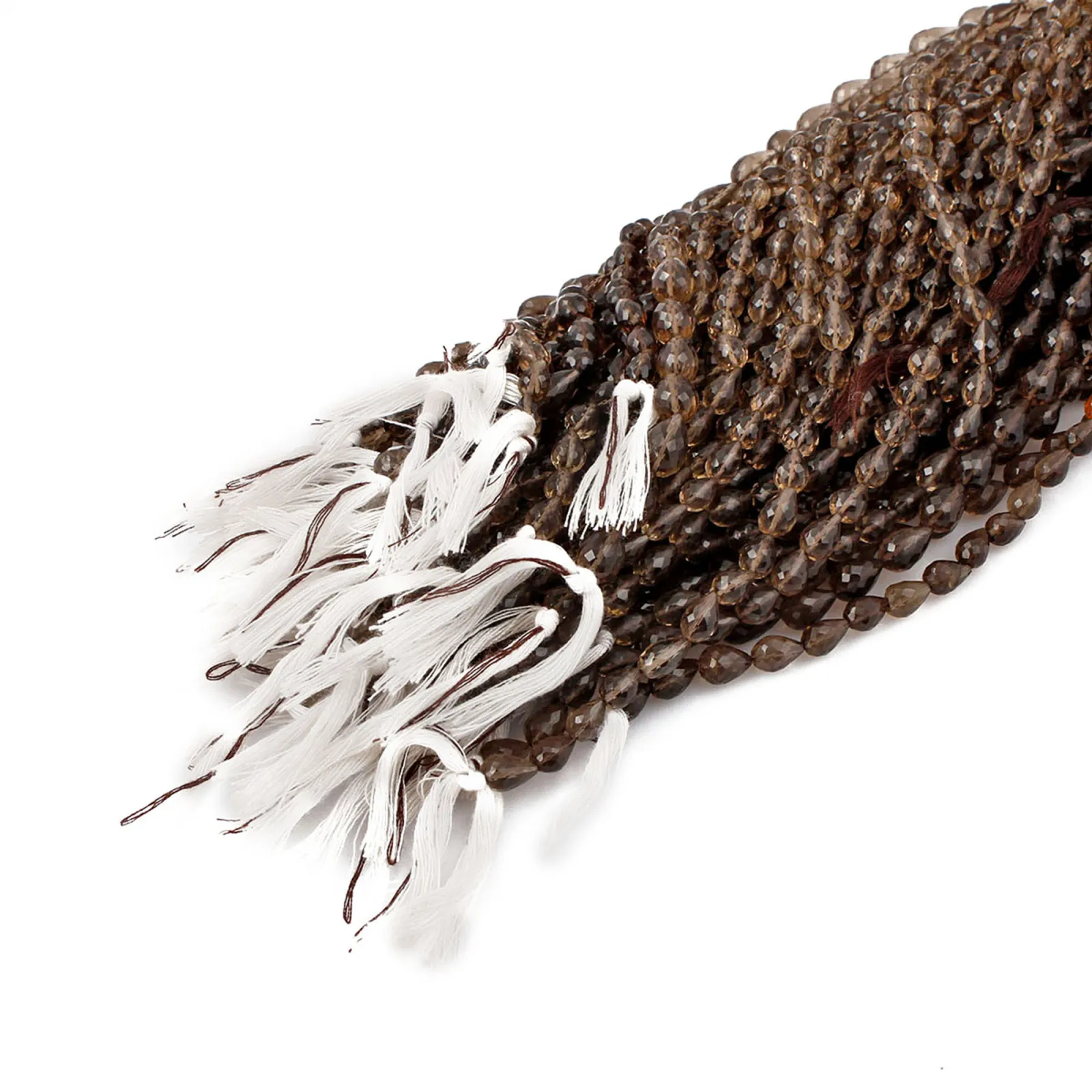 Smoky Quartz Drop Shape Faceted Gemstone Beads, Natural Brown Quartz Beads for Jewellery Making, 6x4–12x8 mm, 8 Inch Strand