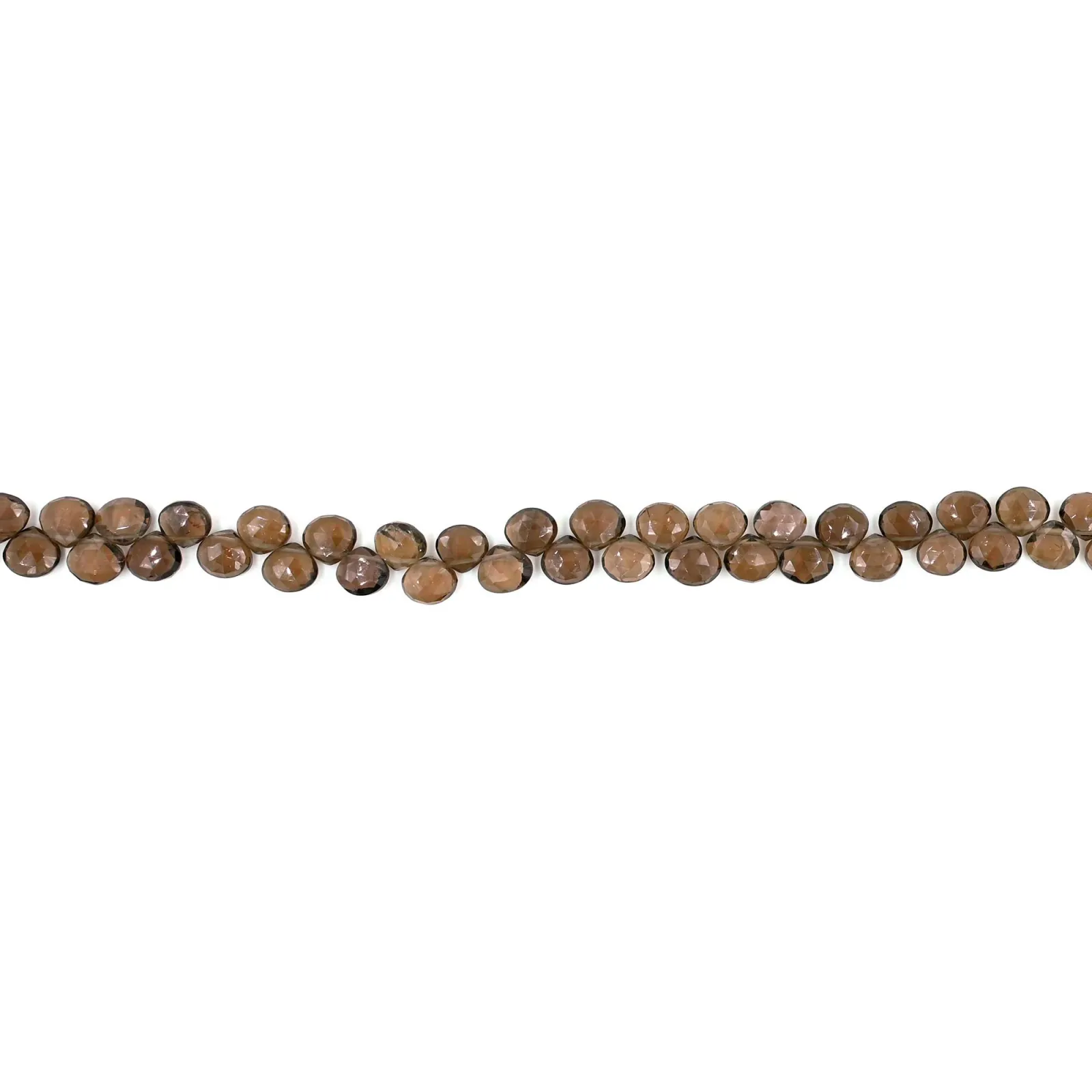 Smoky Quartz Briolette Heart Faceted Gemstone Beads, Natural Brown Quartz Beads for Jewellery Making, 10x9 mm, 8 Inch Strand