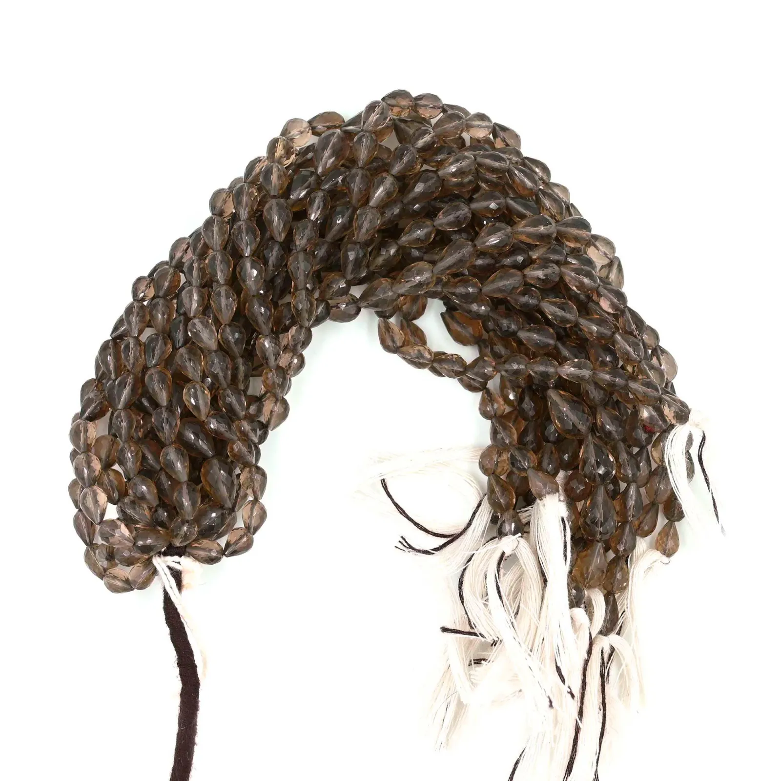 Smoky Quartz Drop Shape Faceted Gemstone Beads, Natural Brown Quartz Beads for Jewellery Making, 6x4–11x7 mm, 8 Inch Strand
