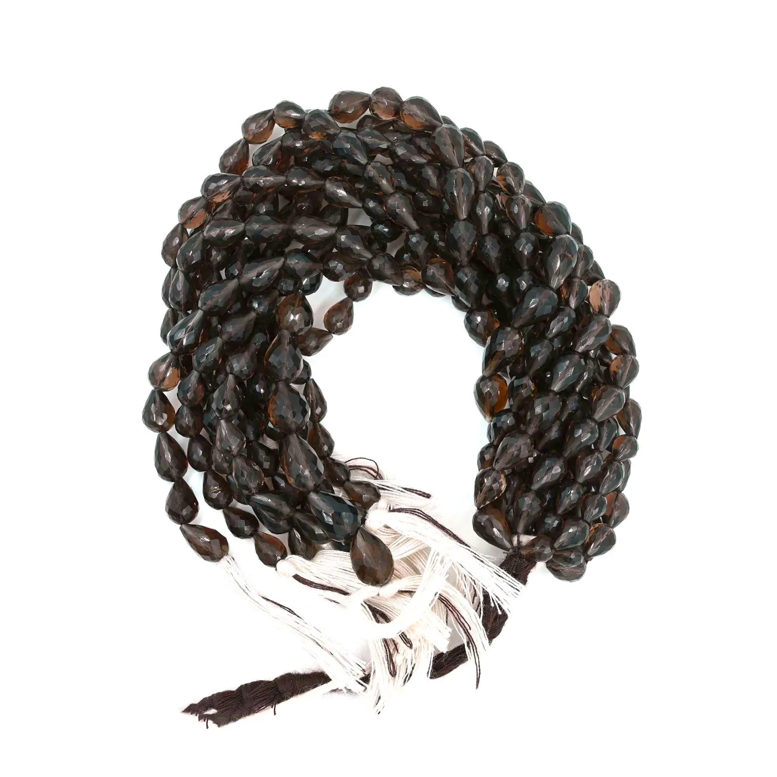 Smoky Quartz Drop Shape Faceted Gemstone Beads, Natural Brown Quartz Beads for Jewellery Making, 7x5–11x7 mm, 9 Inch Strand