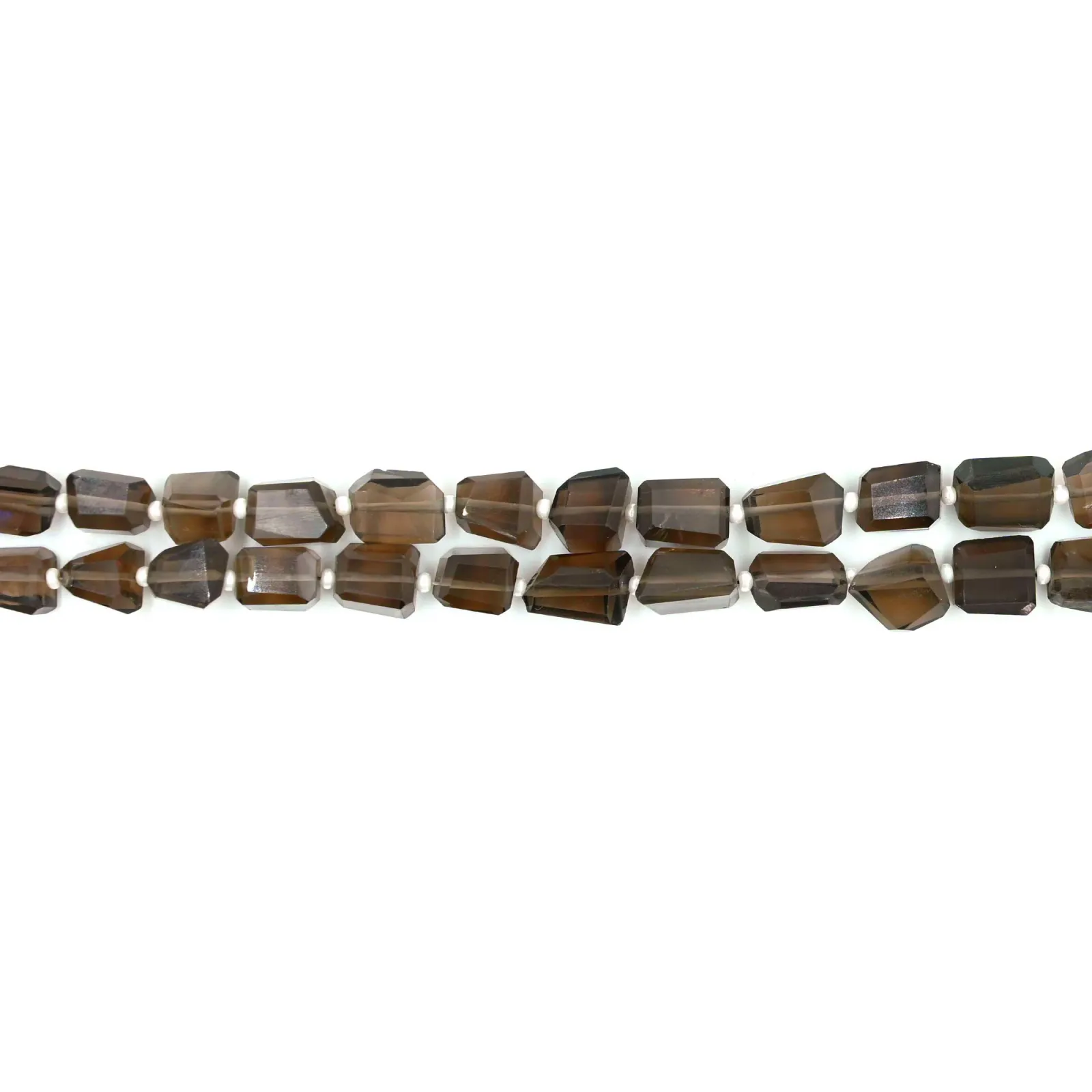 Smoky Quartz Briolette Tumbled Faceted Gemstone Beads, Natural Brown Quartz Beads for Jewellery Making, 8x6–12x10 mm, 16 Inch Strand