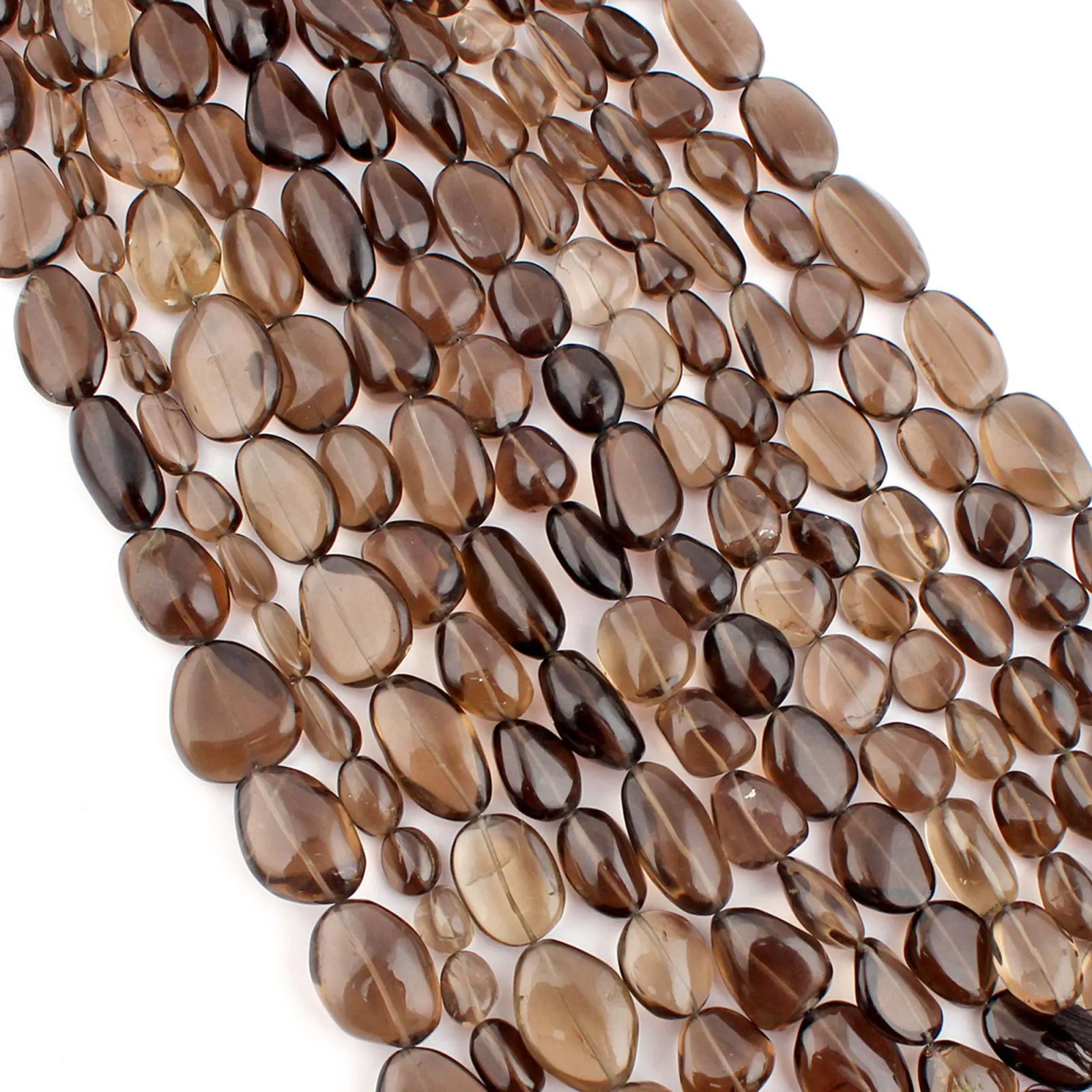 Smoky Quartz Tumble Plain Gemstone Beads, 10x10–36x20 mm, 13 Inch Strand for Jewellery Making