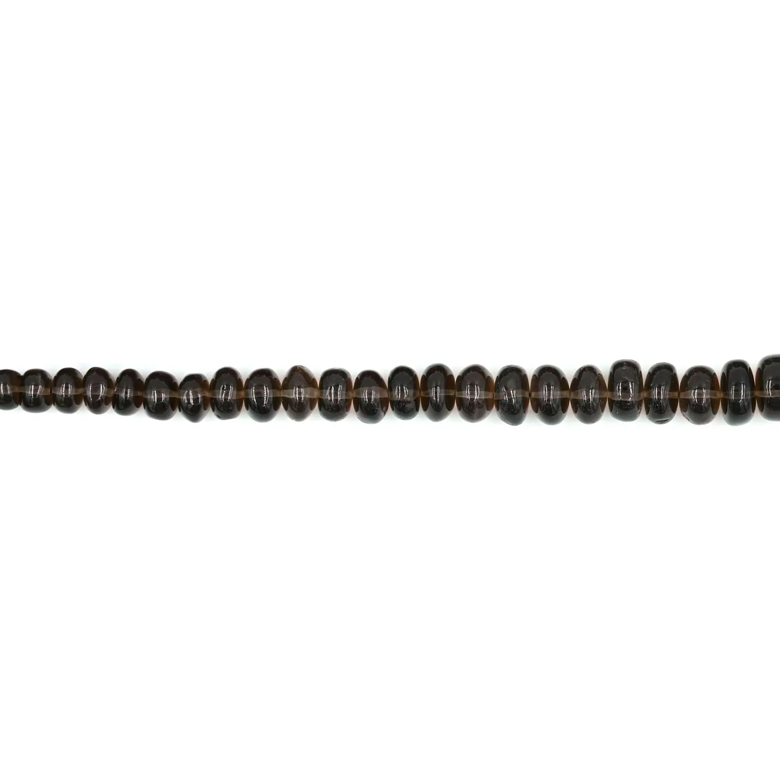 give me image alt text Smoky Quartz Rondelle Plain Gemstone Beads, Natural Brown Quartz, 7–13 mm, 16 Inch Strand for Jewellery Making