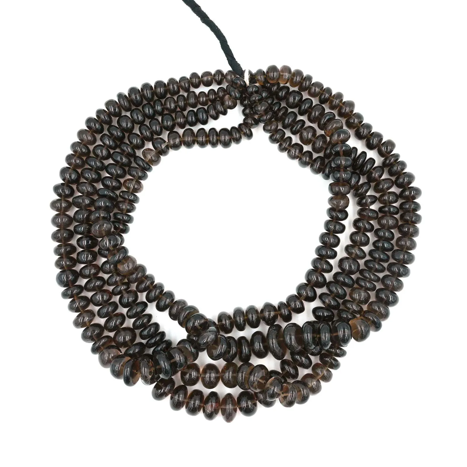 Smoky Quartz Rondelle Plain Beads, Natural Brown Gemstone Beads, 7–15 mm, 16 Inch Strand for Jewellery Making