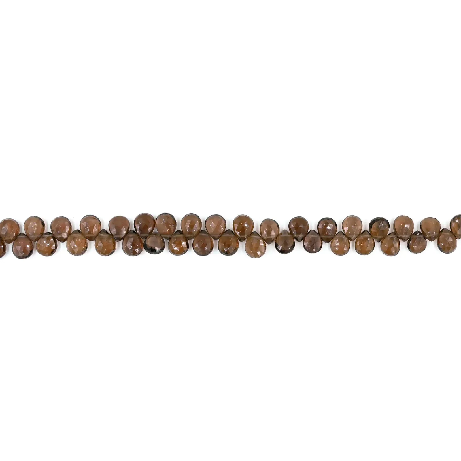 Smoky Quartz Pear Faceted Gemstone Beads, Natural Brown Quartz, 13x9–13x10 mm, 8 Inch Strand for Jewellery Making