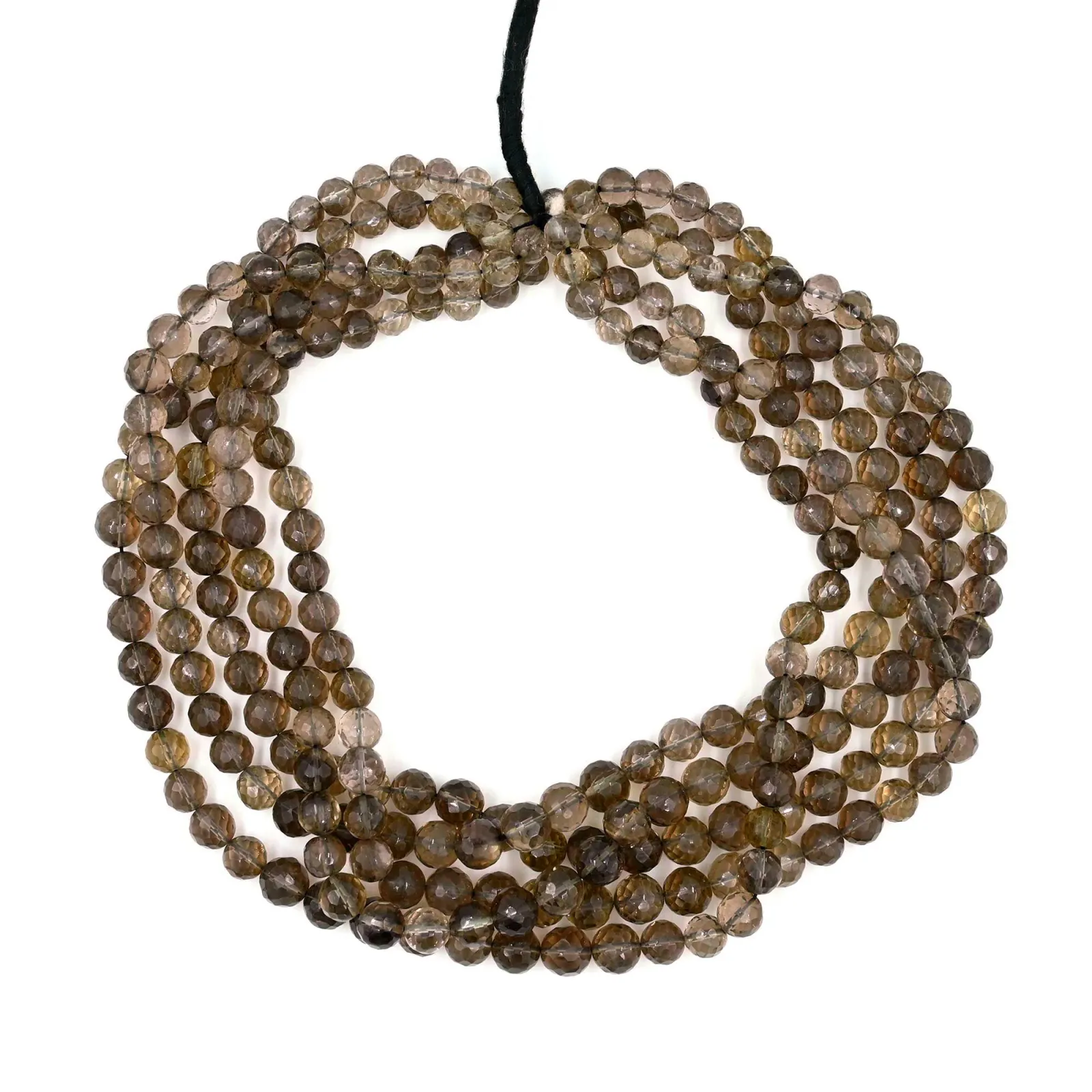 Smoky Quartz Round Ball Faceted Gemstone Beads, Natural Brown Quartz, 7–9 mm, 16 Inch Strand for Jewellery Making