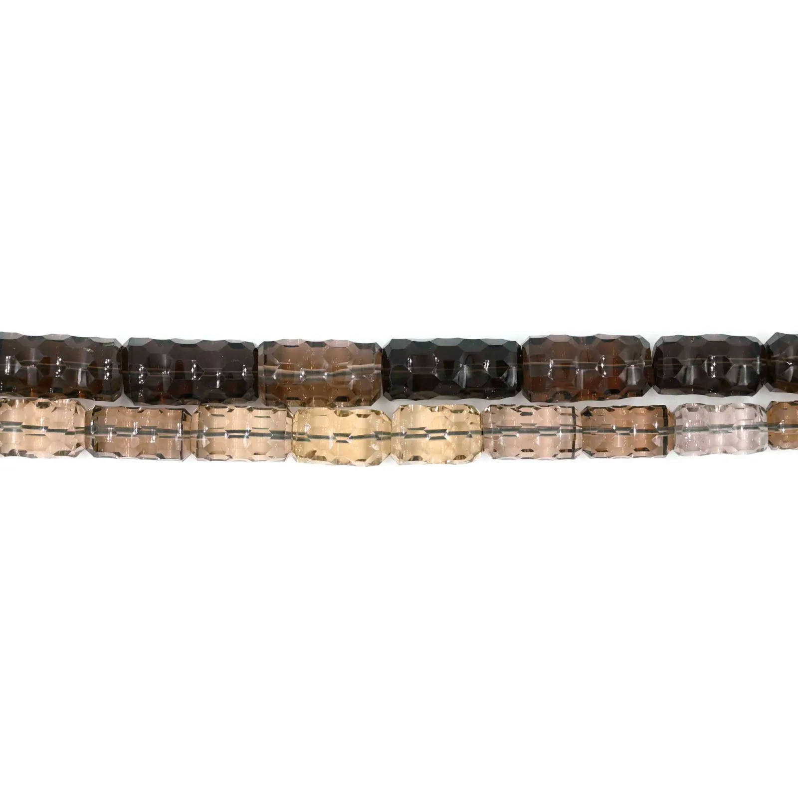 Smoky Quartz Tube Light Laser Cut Faceted Gemstone Beads, Natural Brown Quartz, 15x7–20x11 mm, 14 Inch Strand for Jewellery Making