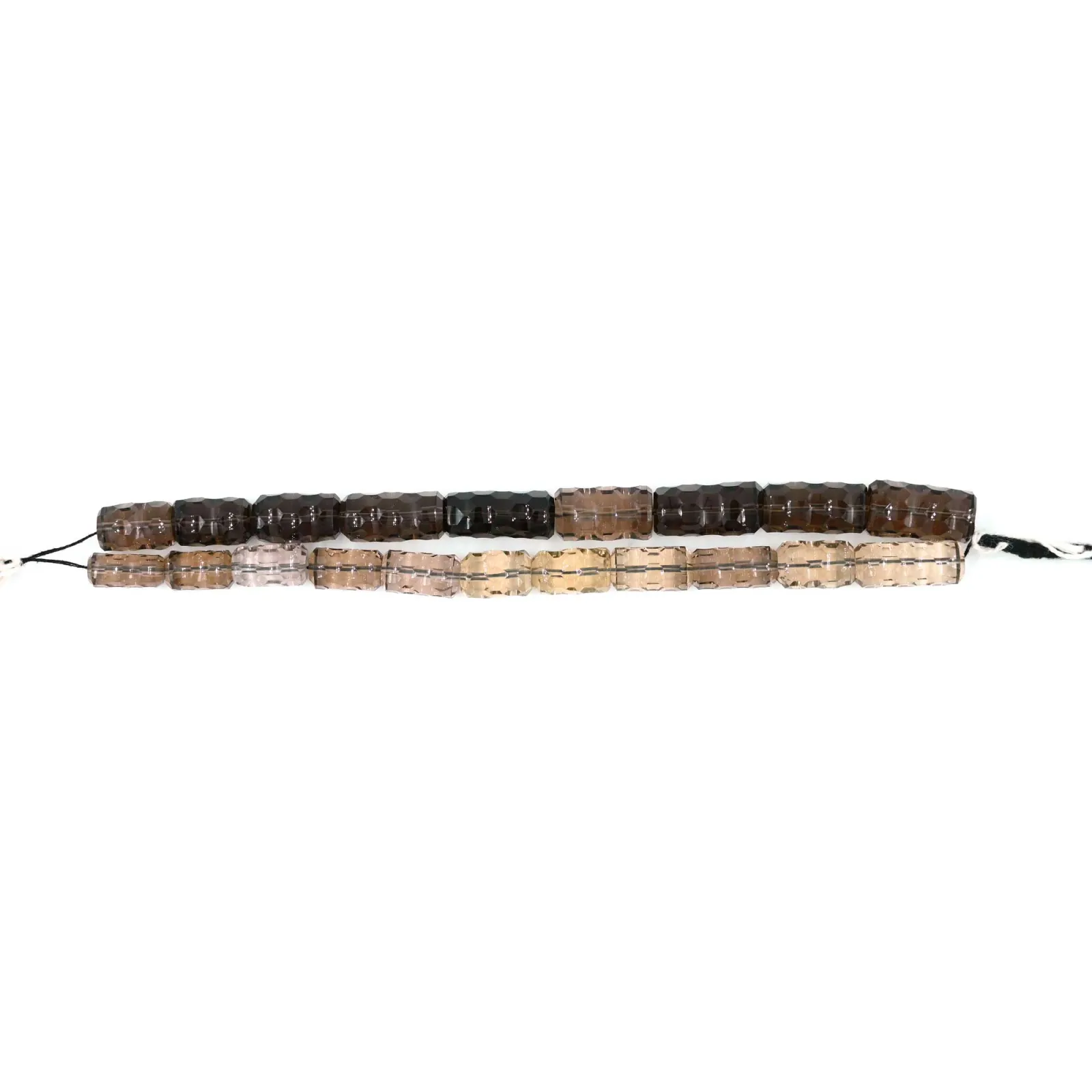 Smoky Quartz Tube Light Laser Cut Faceted Gemstone Beads, Natural Brown Quartz, 15x7–20x11 mm, 14 Inch Strand for Jewellery Making
