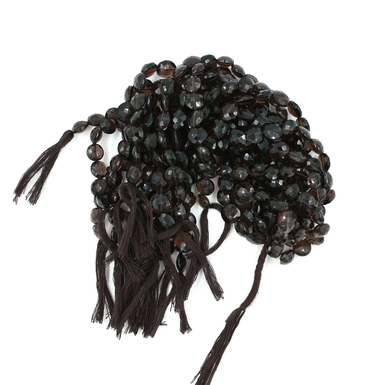 Natural Smoky Quartz Coin Shape Faceted Gemstone Beads 8–10 mm, 8 Inch Strand for Jewellery Making | GR Silver Designs International