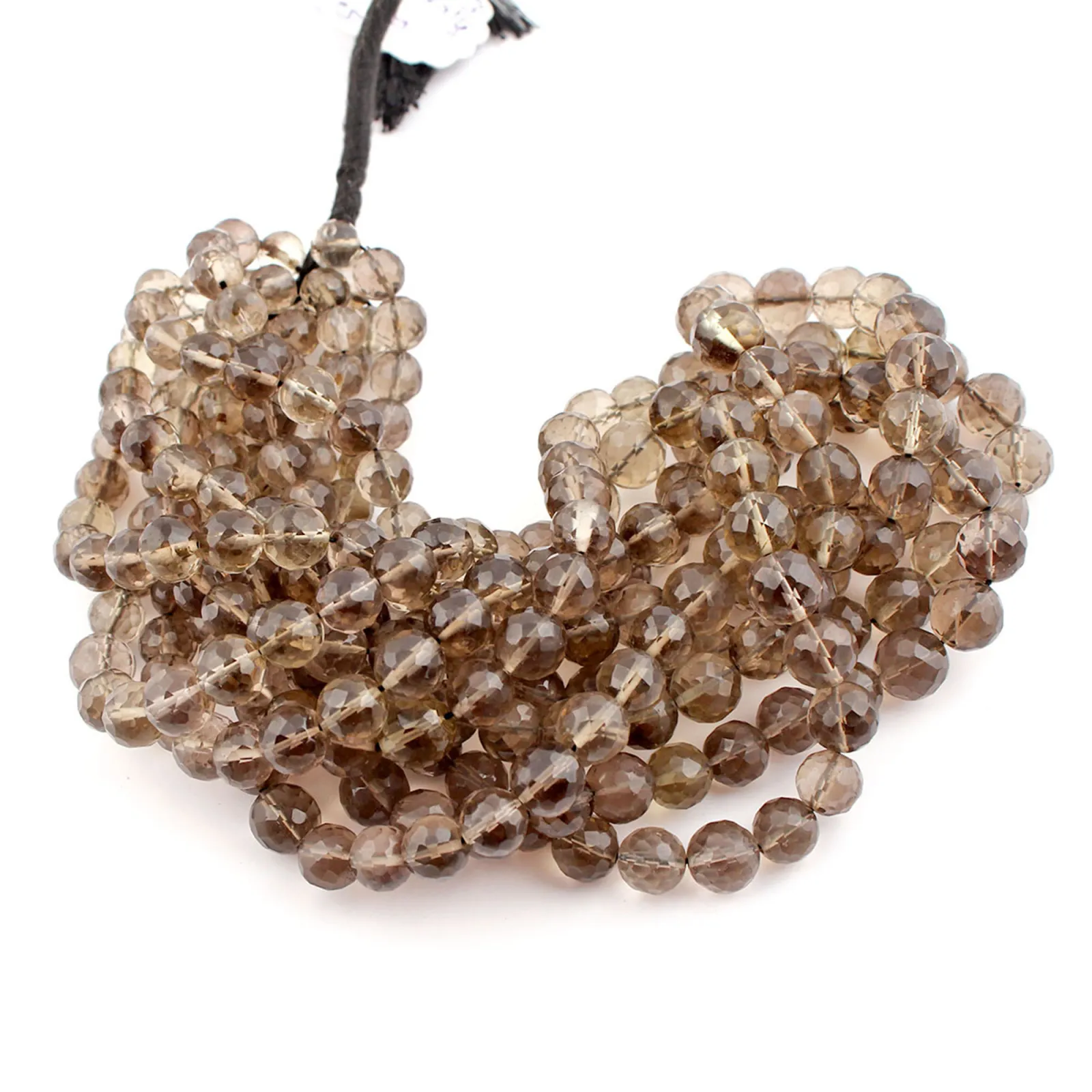 Smoky Quartz Round Ball Faceted Gemstone Beads, Natural Brown Quartz, 7–9 mm, 16 Inch Strand for Jewellery Making