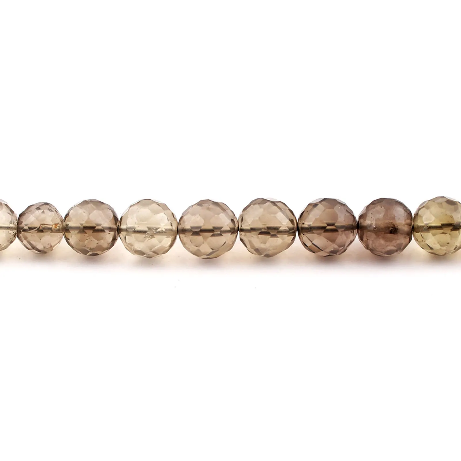 Smoky Quartz Round Ball Faceted Gemstone Beads, Natural Brown Quartz, 7–9 mm, 16 Inch Strand for Jewellery Making