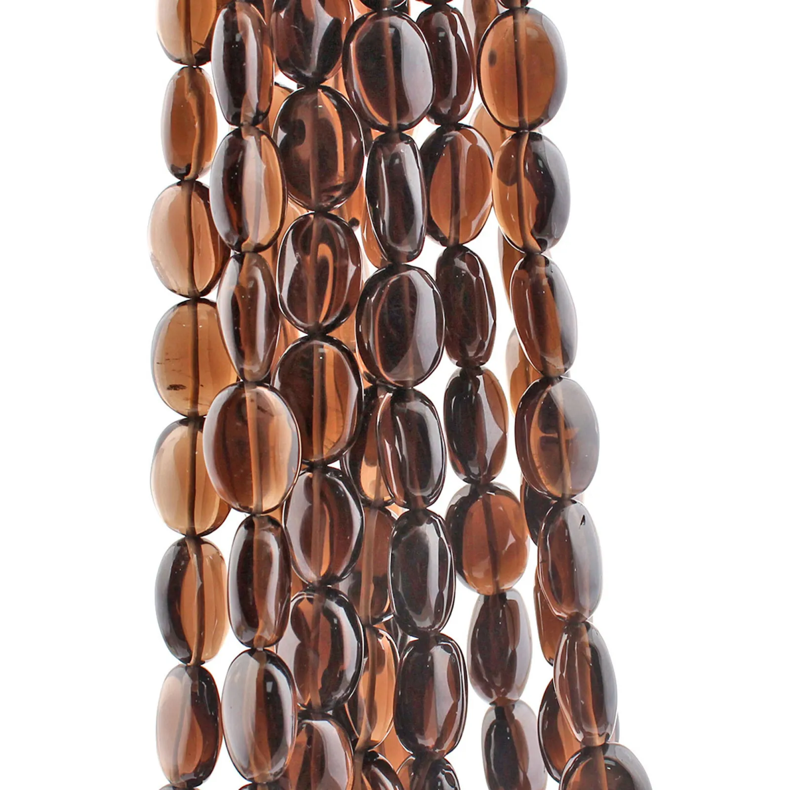 Smoky Quartz Tumbled Plain Gemstone Beads, Natural Brown Quartz Beads for Jewellery Making, 11x9–15x11 mm, 14 Inch Strand