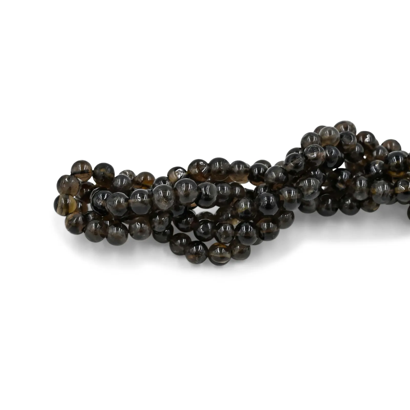 Smoky Quartz Round Plain Gemstone Beads, Natural Brown Quartz Beads for Jewellery Making, 5–6 mm, 14 Inch Strand