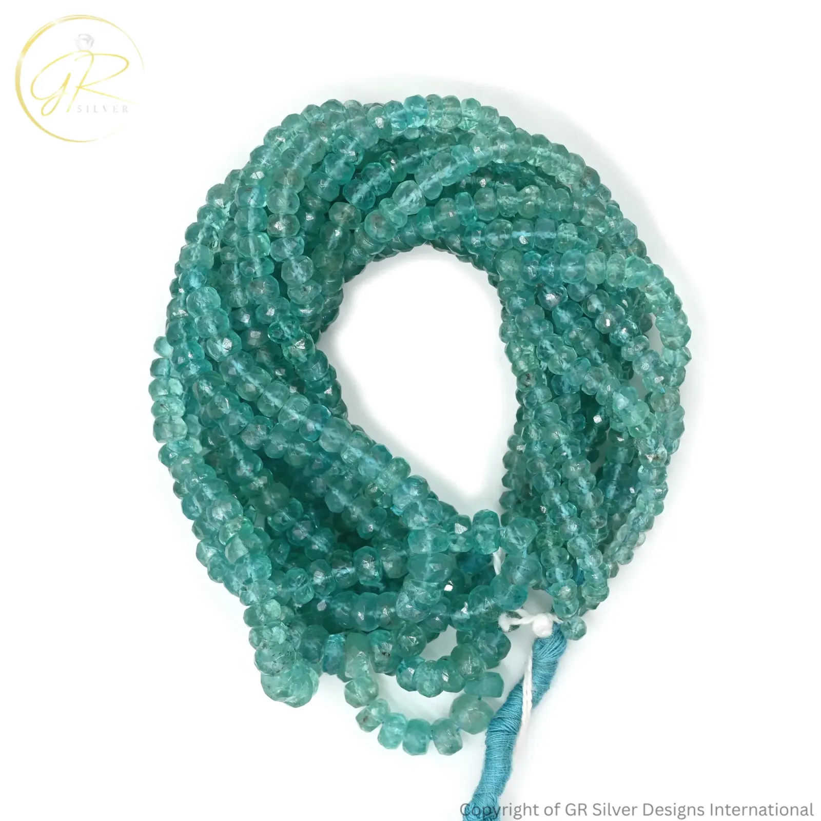 Natural Apatite 4-7mm Faceted Rondelle Beads 8-Inch Strands