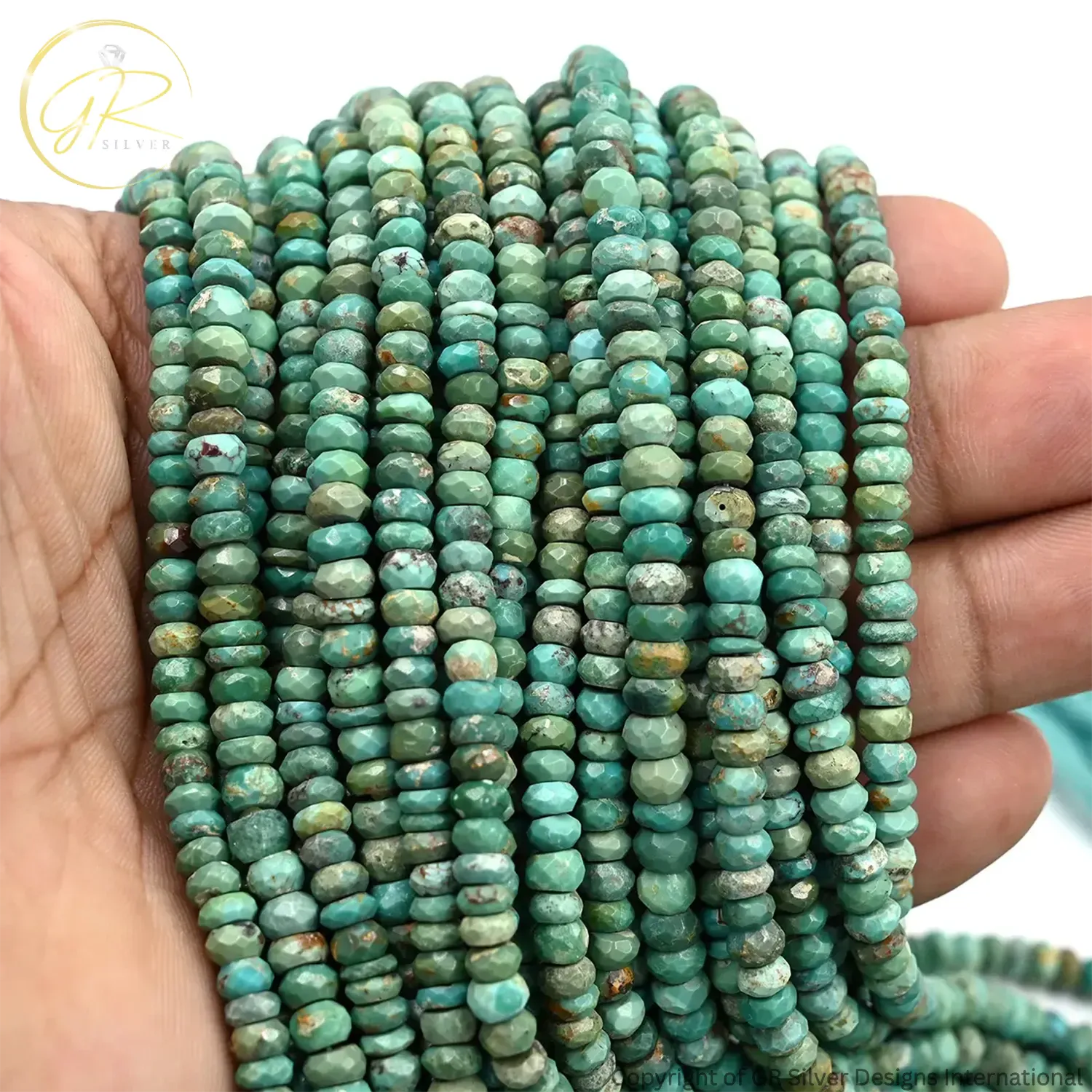 American Turquoise Rondelle Beads