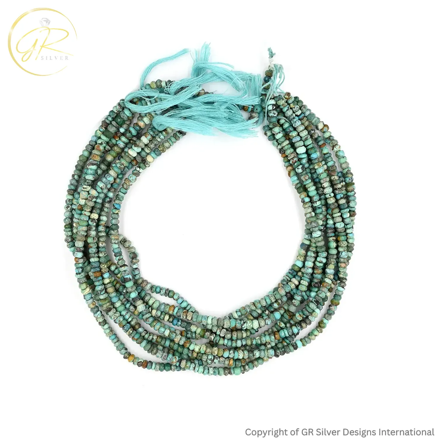 Natural American Turquoise 4 MM Faceted Rondelle Beads 13 Inch Strand