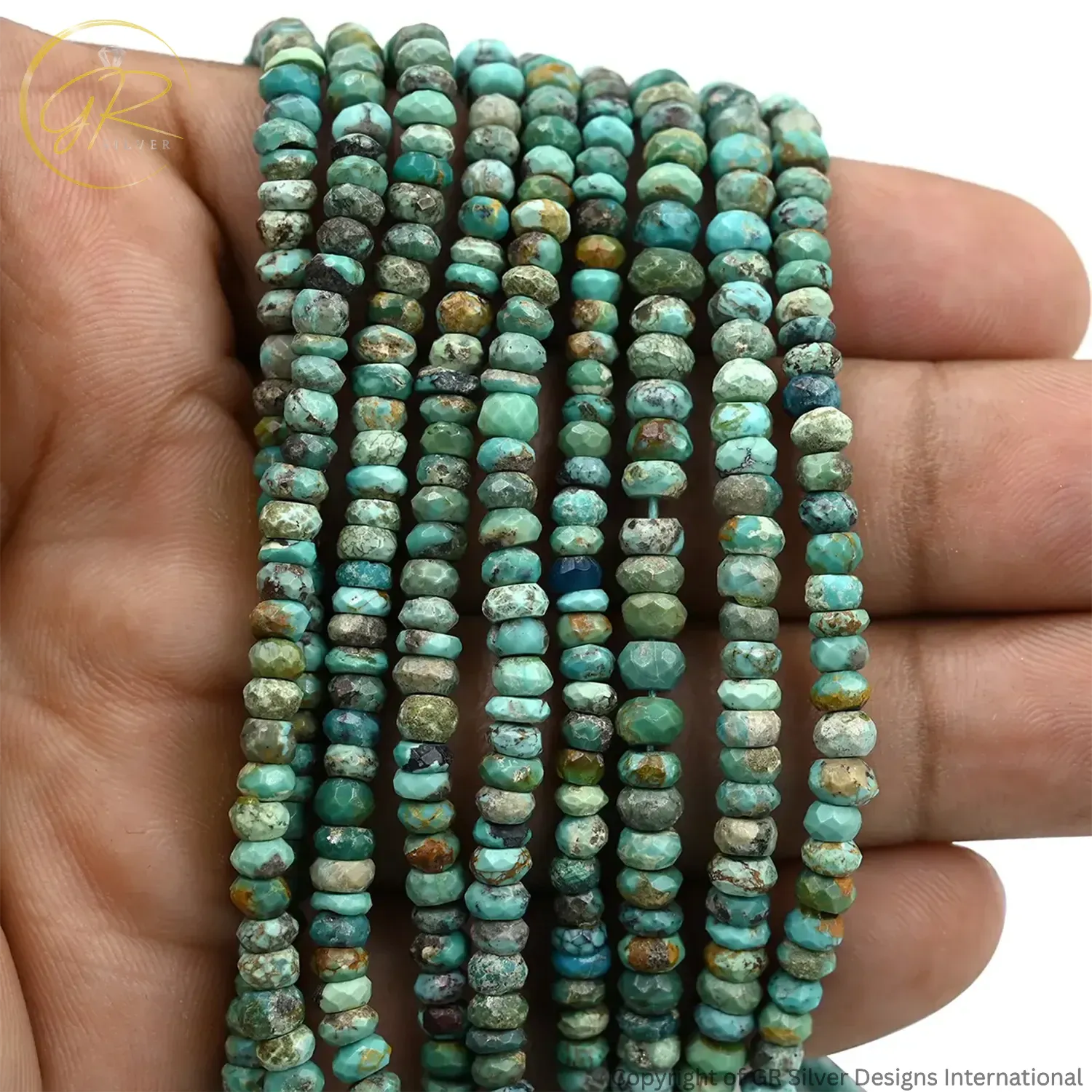 Natural American Turquoise 4 MM Faceted Rondelle Beads 13 Inch Strand